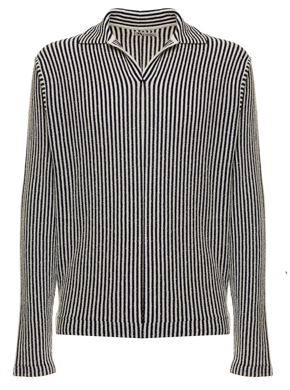 Doppiaa Mens Striped Cotton Terry Long-sleeved Polo Shirt