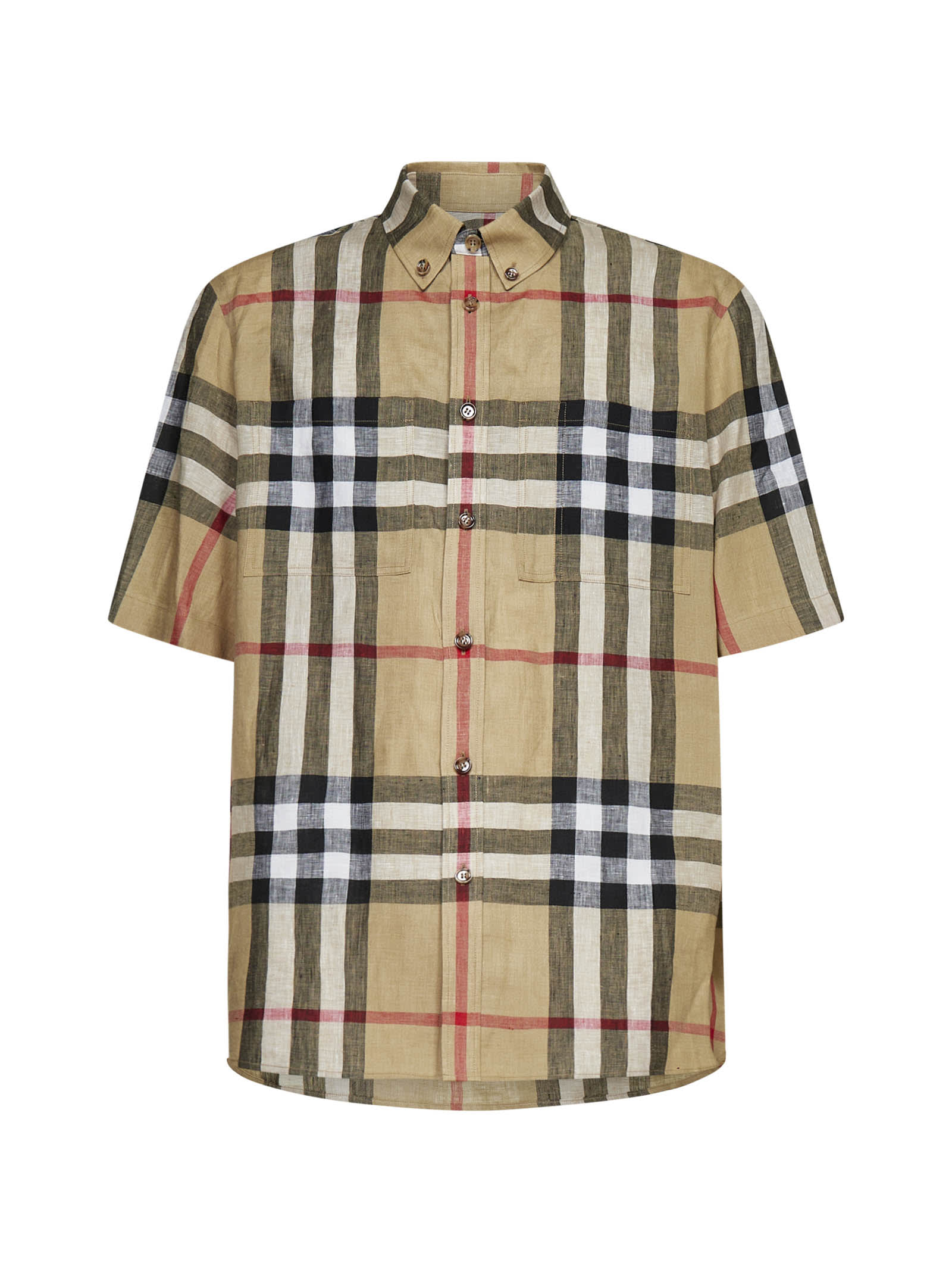 Burberry Silk Twill Bowling Shirt In Brown