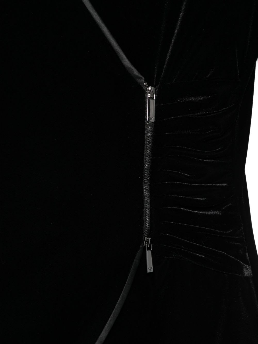 Emporio Armani Asymmetric Velvet Long Sleeve Blazer In Black