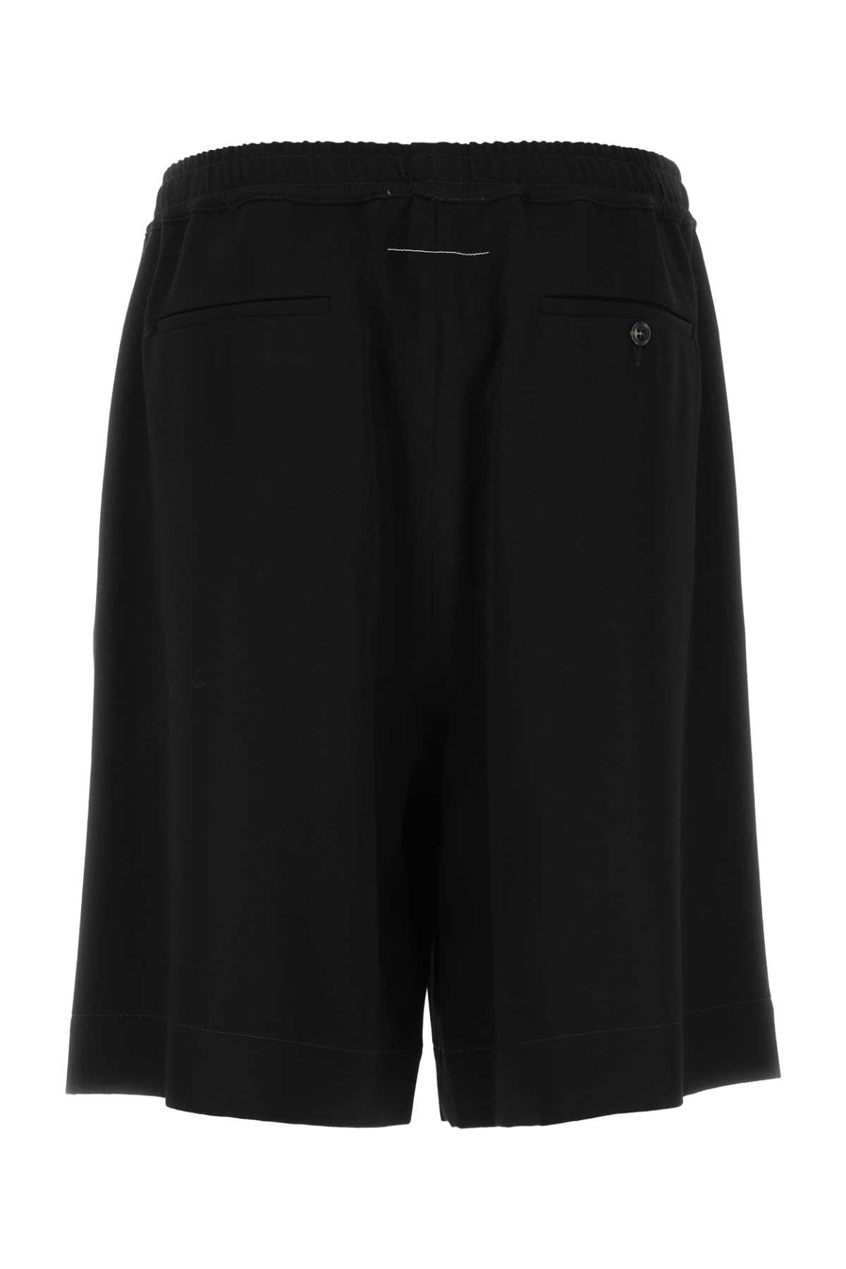 Shop Mm6 Maison Margiela Black Wool Blend Bermuda Shorts In 900