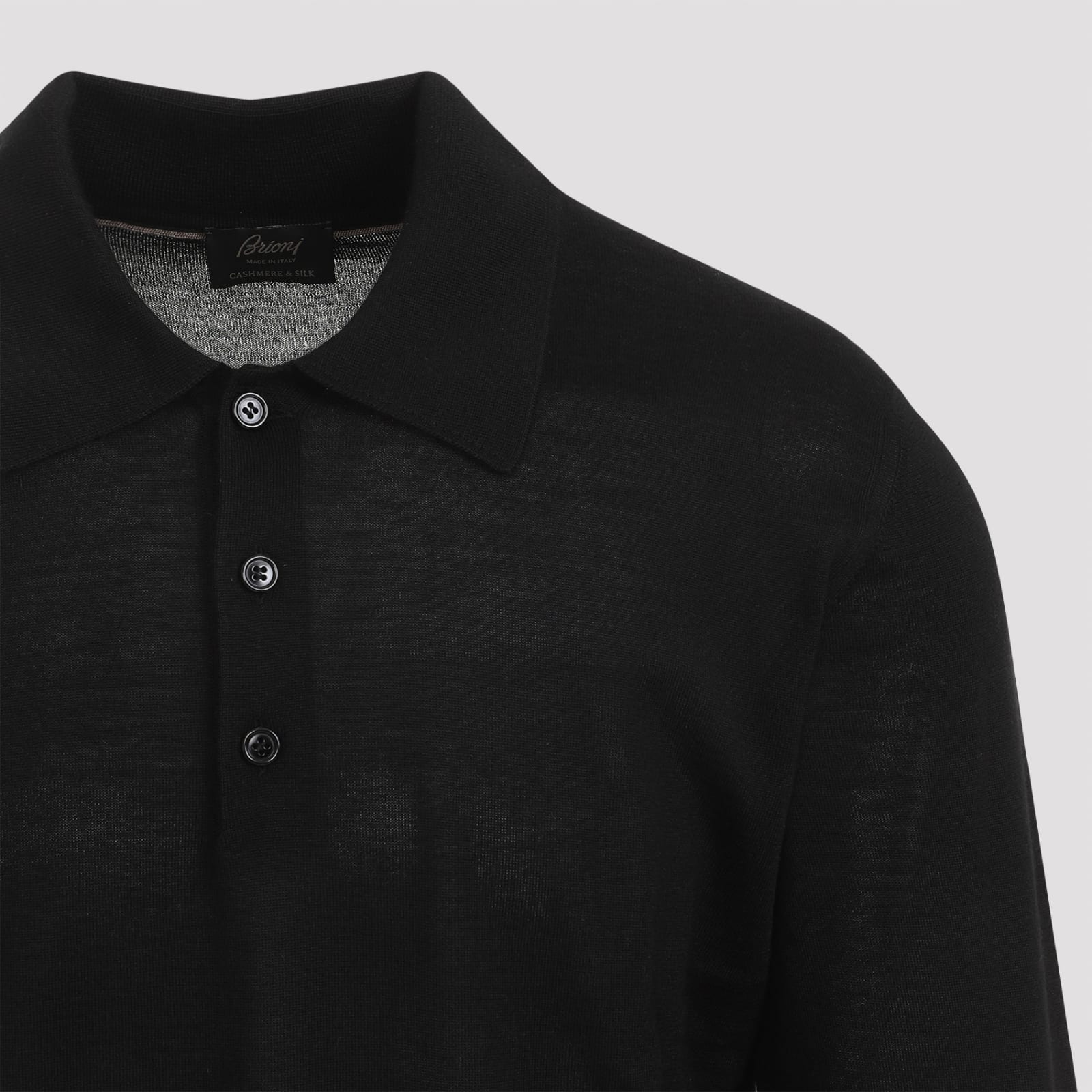 Shop Brioni Long Sleeves Polo In Black