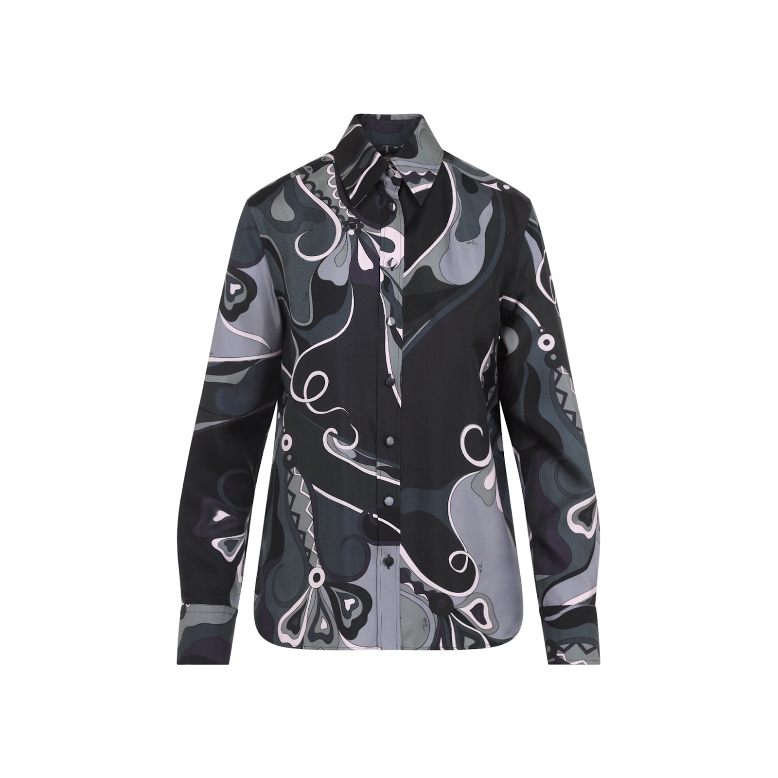 Pucci Abstract Pattern Long Sleeve Silk Shirt In Multi
