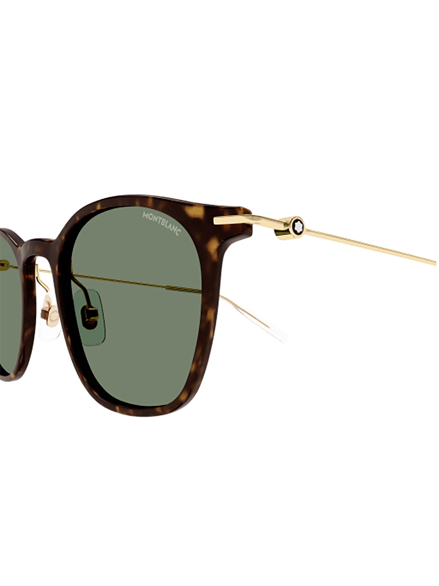 Shop Montblanc Mb0098s Sunglasses In Havana Gold Green