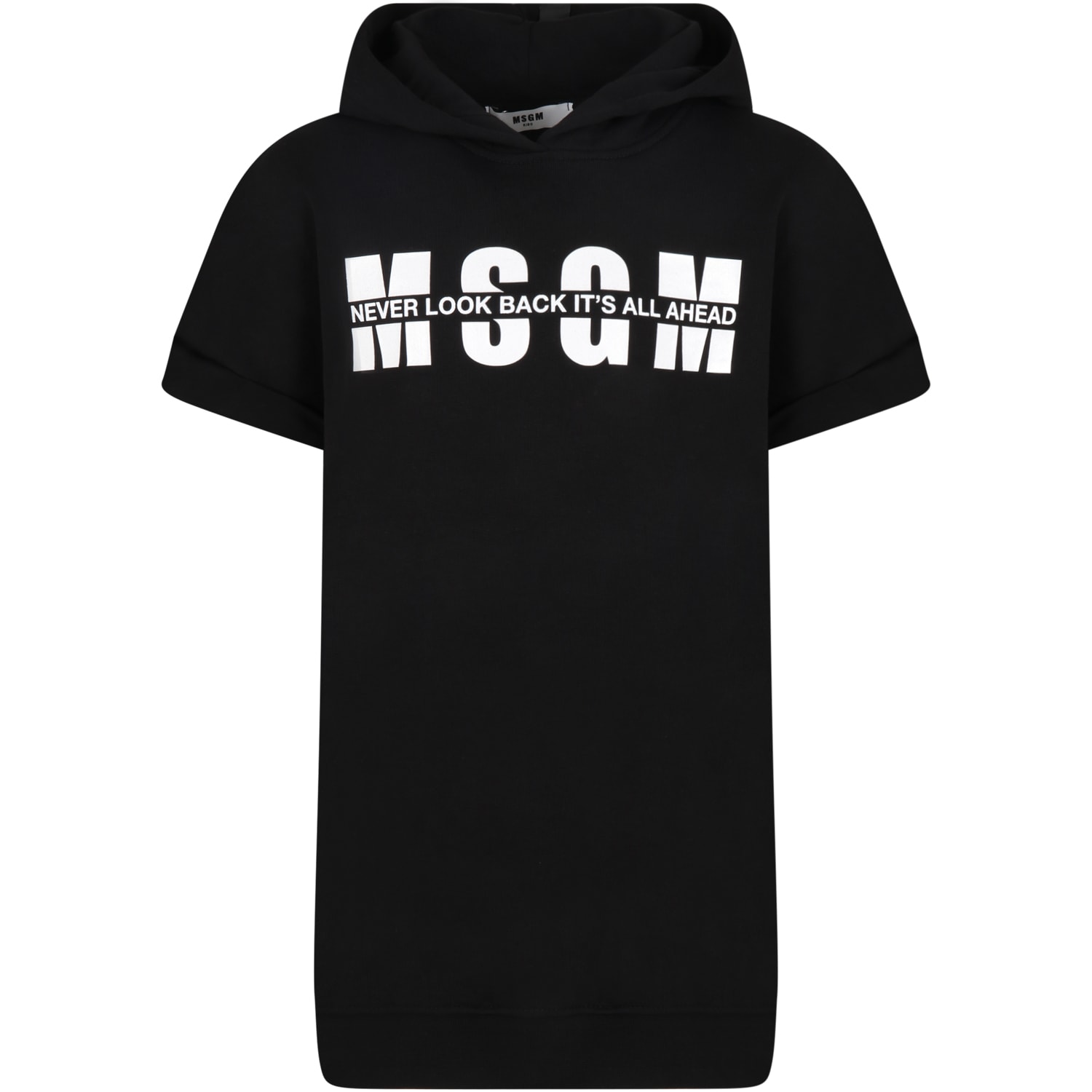 MSGM Black Dress For Girl With Logo