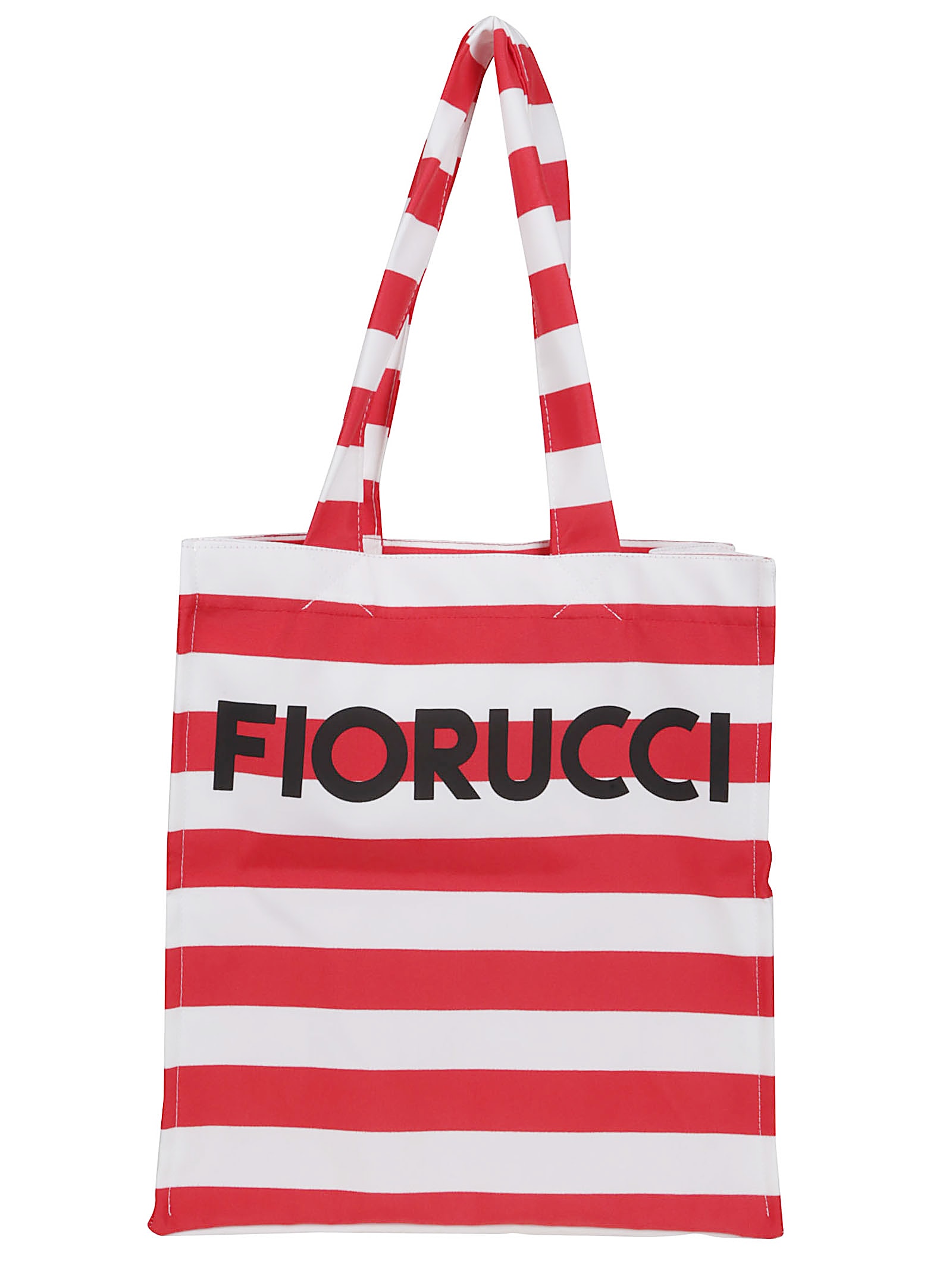 Fiorucci Red Striped Logo Print Nylon Tote Bag In Red