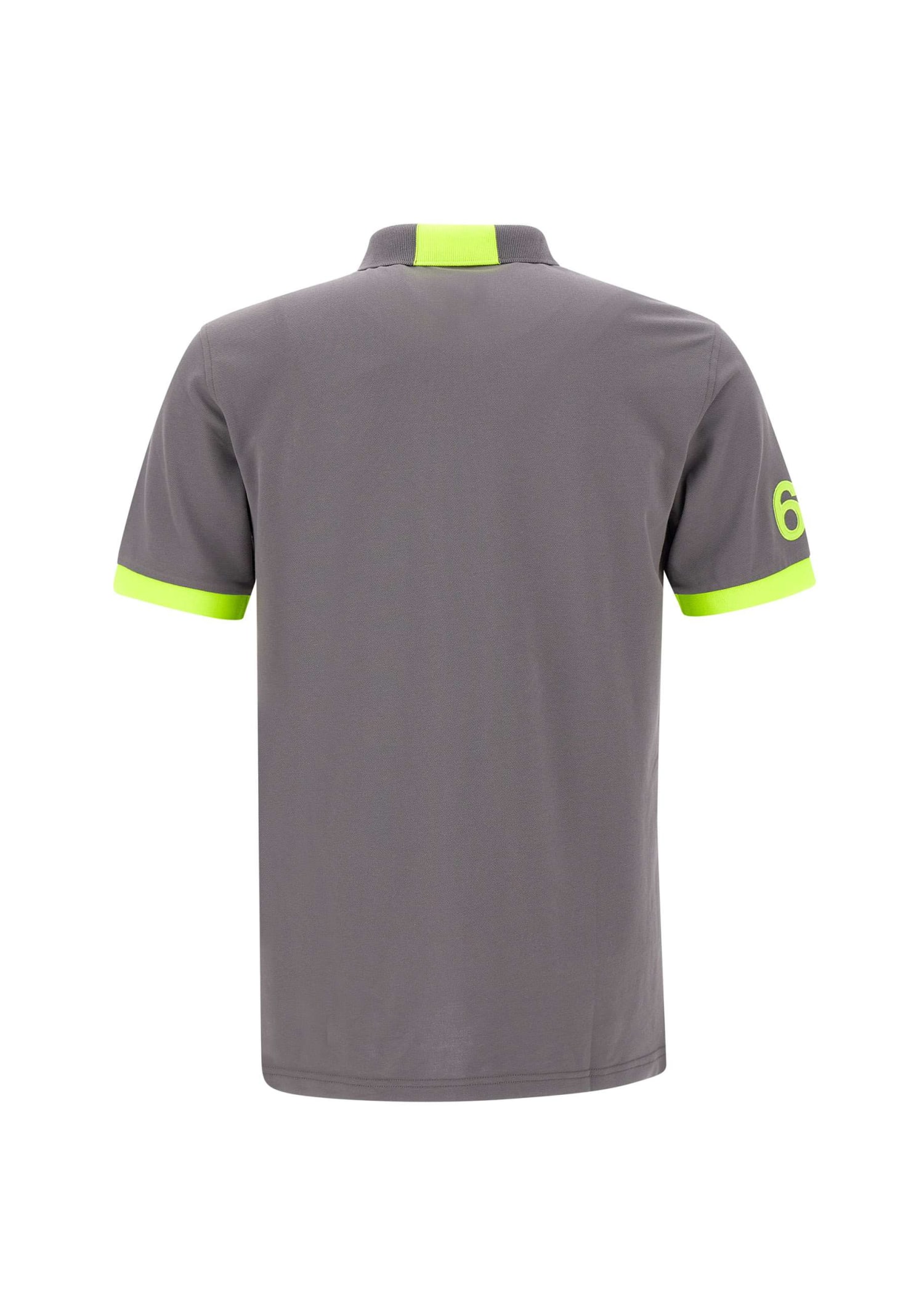 Shop Sun 68 Fluo Logo Cotton Polo Shirt In Grey