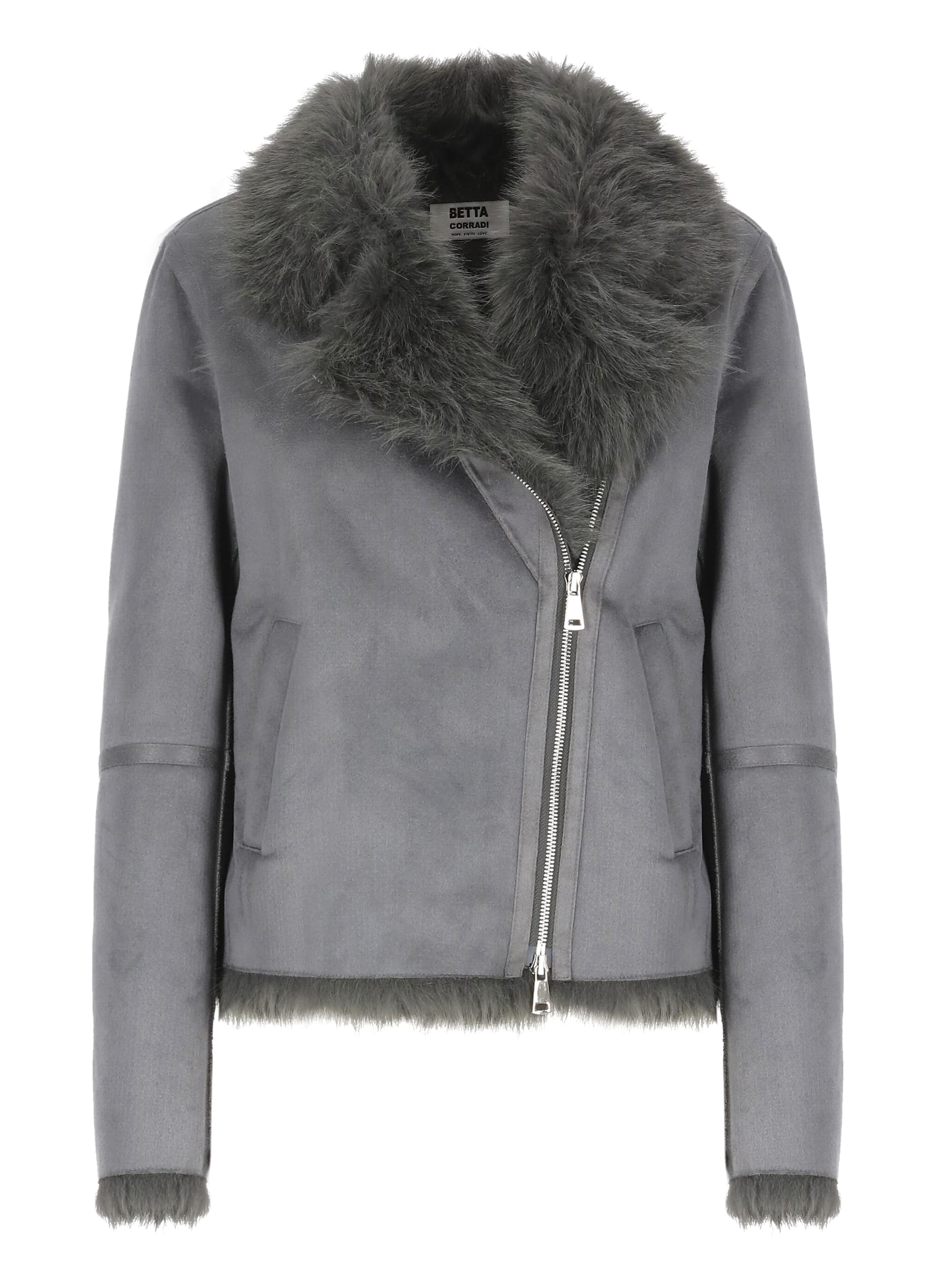 Shop Betta Corradi Synthetic Fur Coat In Grey