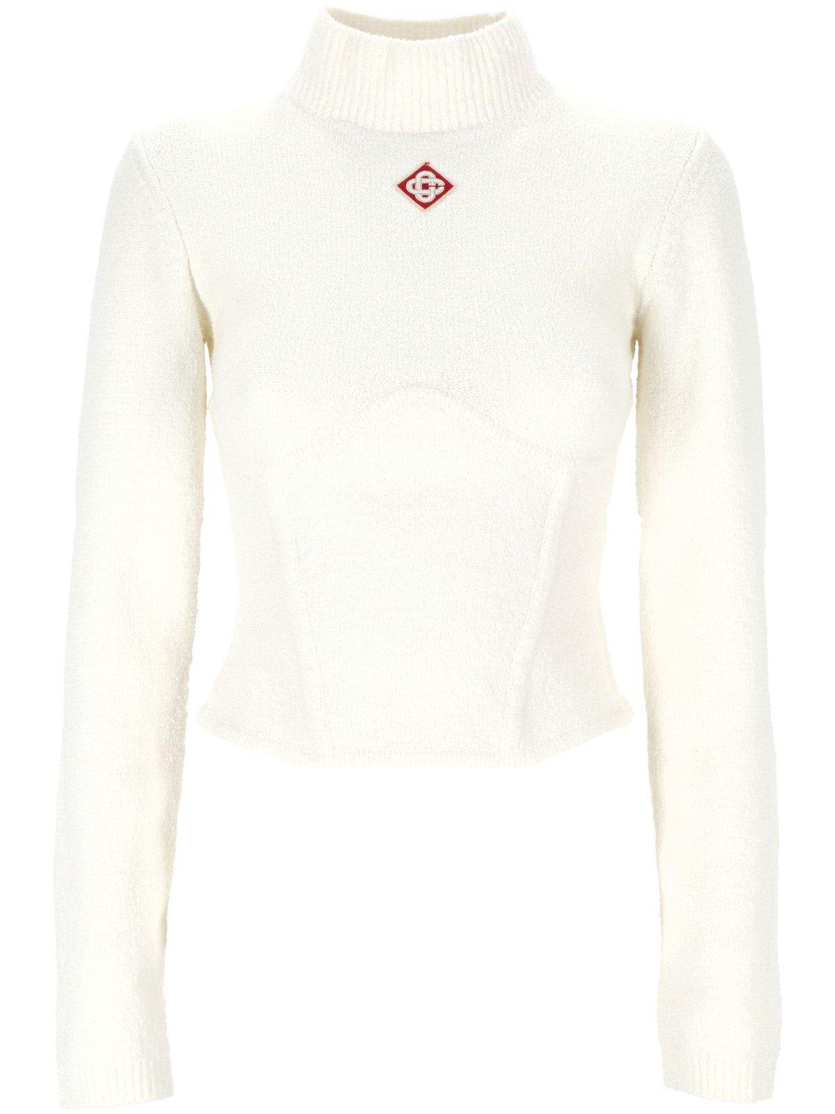 Logo Embroidered Terry-cloth Effect Top