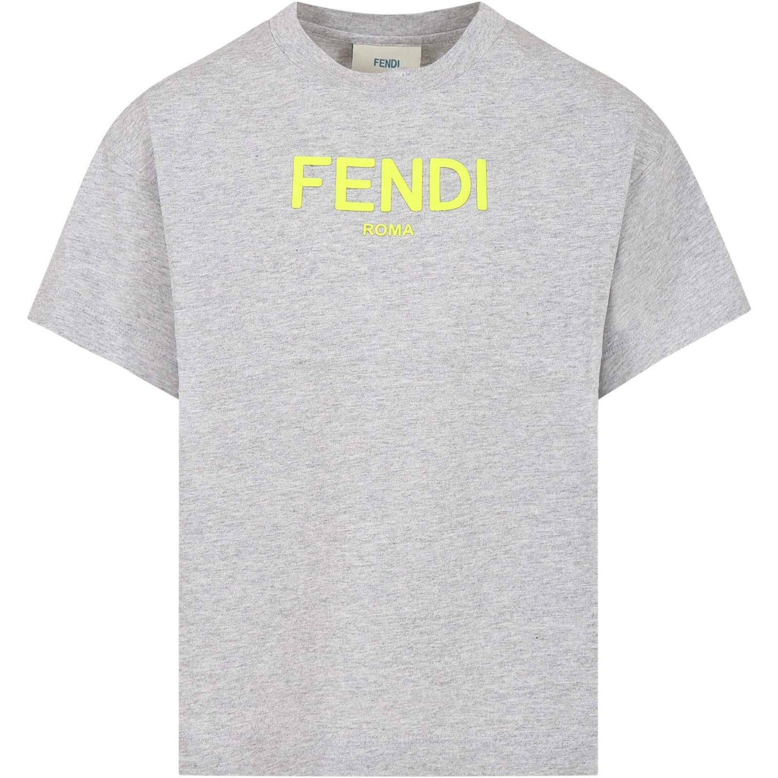 Fendi Grey T-shirt For Kids With Logo
