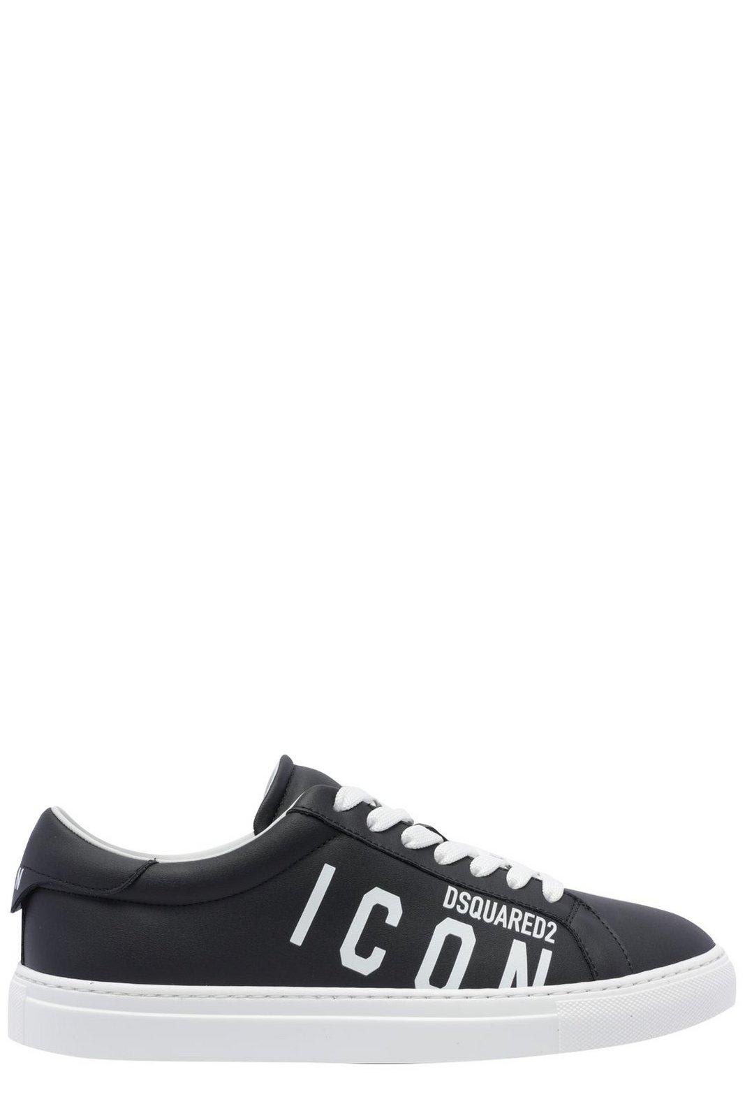 Shop Dsquared2 Logo Printed Cassetta Sneakers  In Black