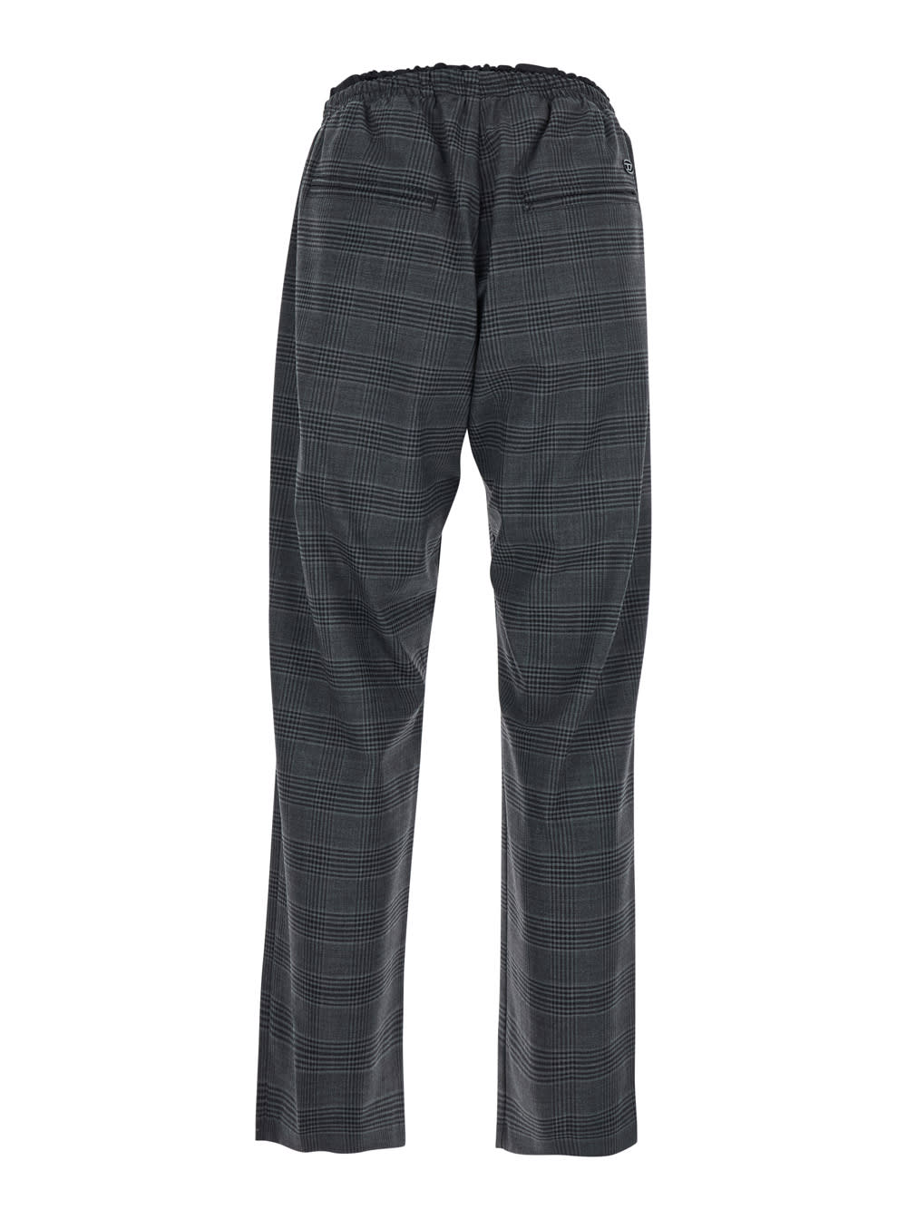 Diesel P-tilson Grey Pants With Logo Detail On The Rear And All-over Check Motif In Wool Blend Stretch Man In Gray