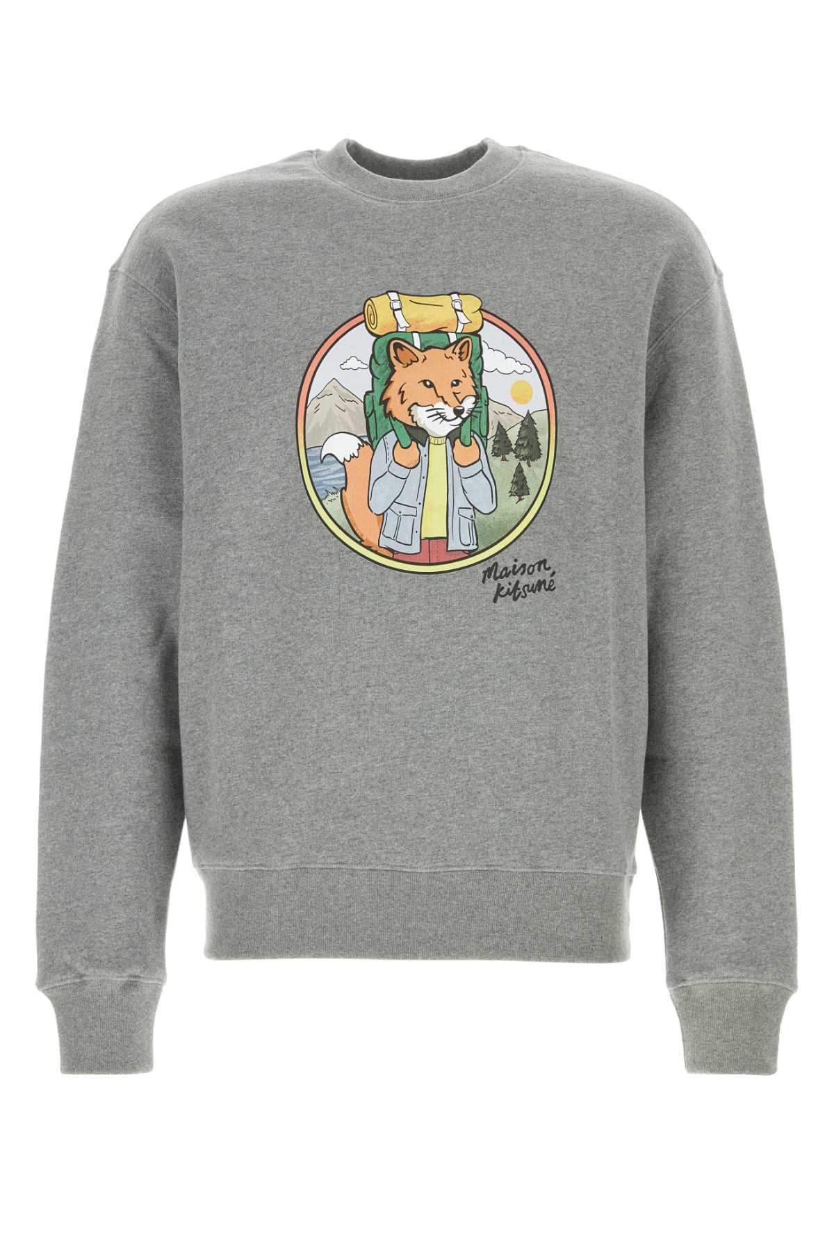 Shop Maison Kitsuné Melange Grey Cotton Sweatshirt In Mediumgreymelange