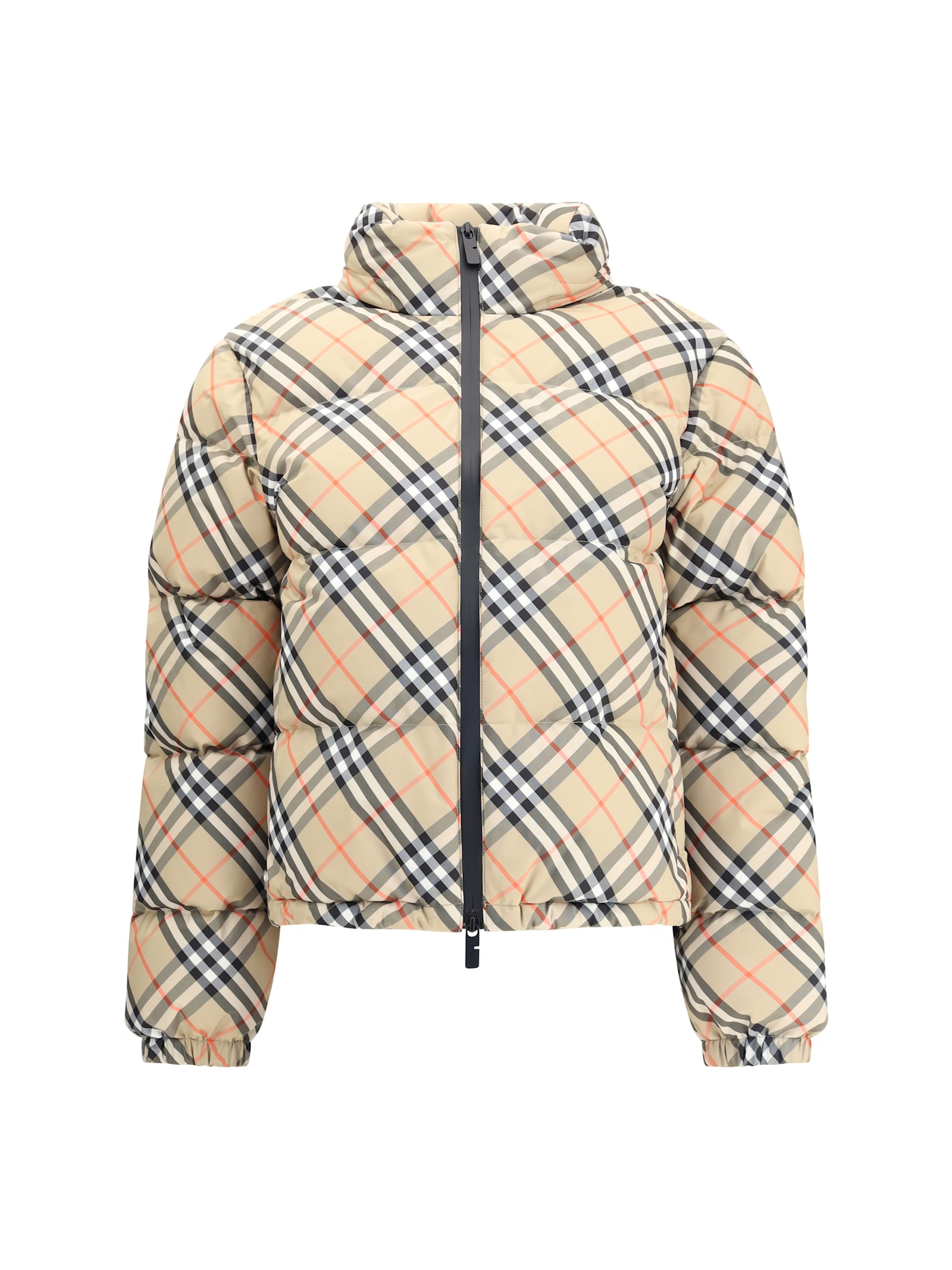 Burberry Check Down Jacket In Neutral