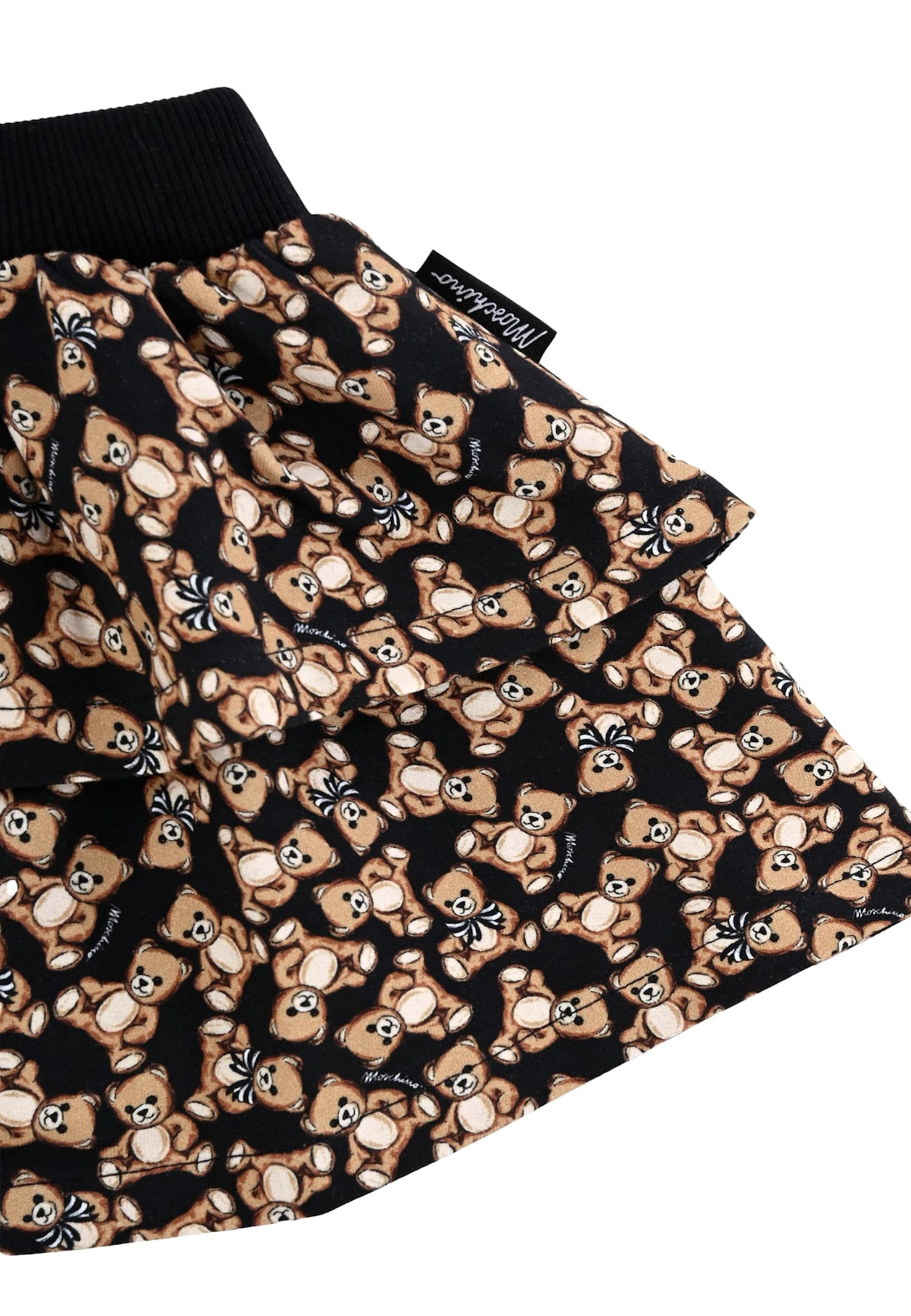 Moschino Black Skirt For Baby Girl With Teddy Bear In Brown