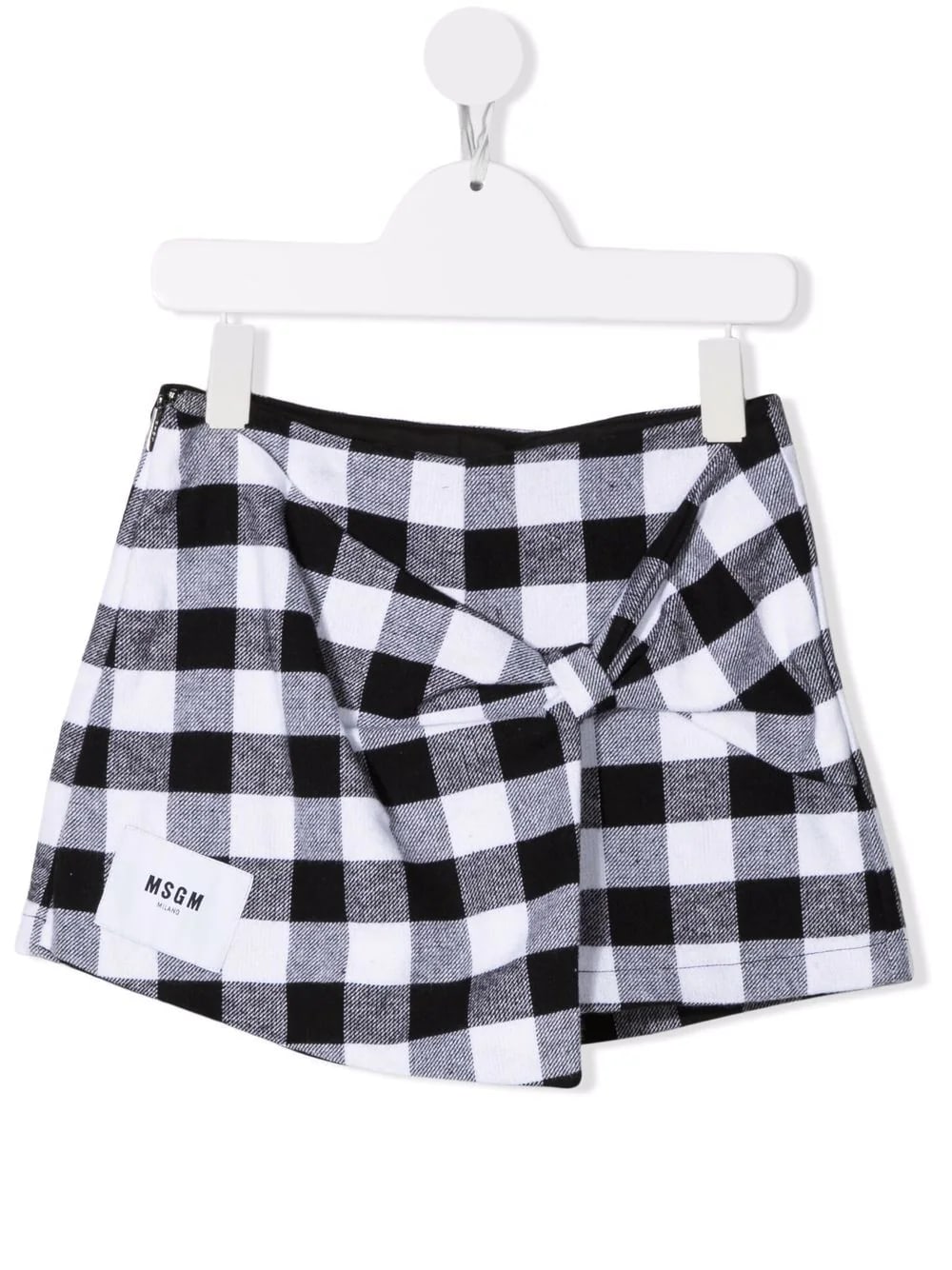 MSGM Kids Shorts With White And Black Gingham Motif