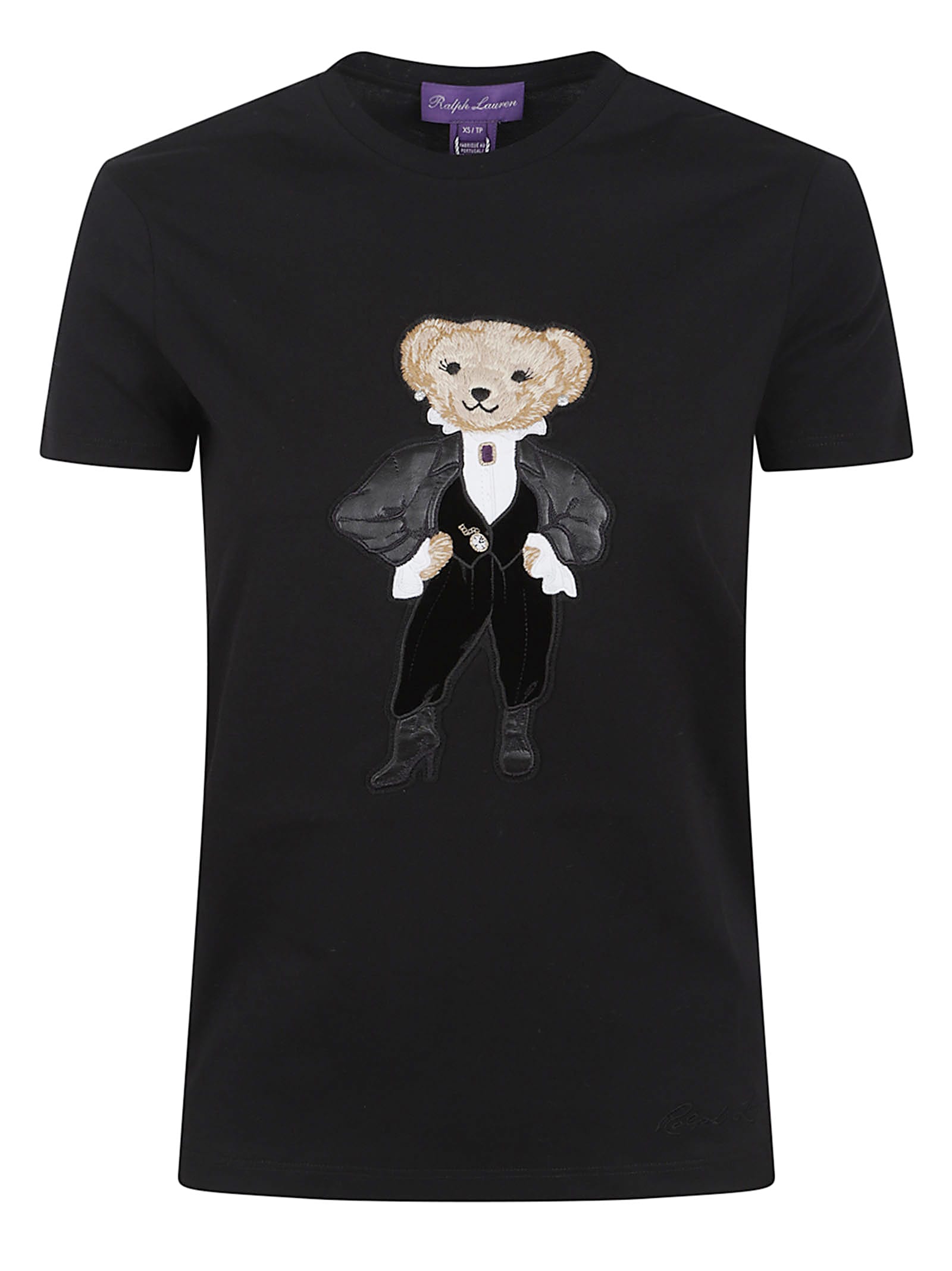 Ralph Lauren Holiday Bear-short Sleeve-t-shirt In Black