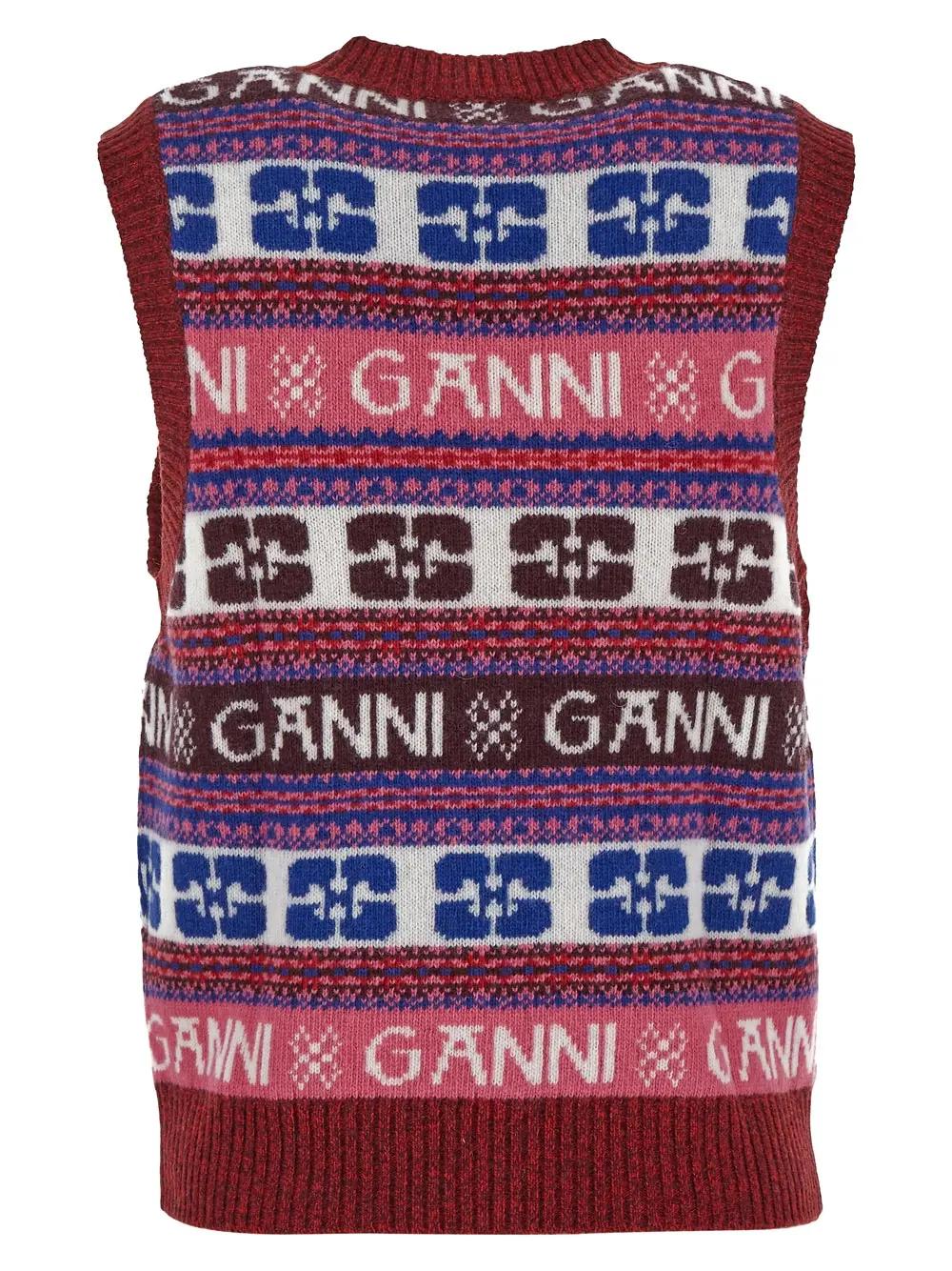Shop Ganni Logoed Gilet In Multicolour