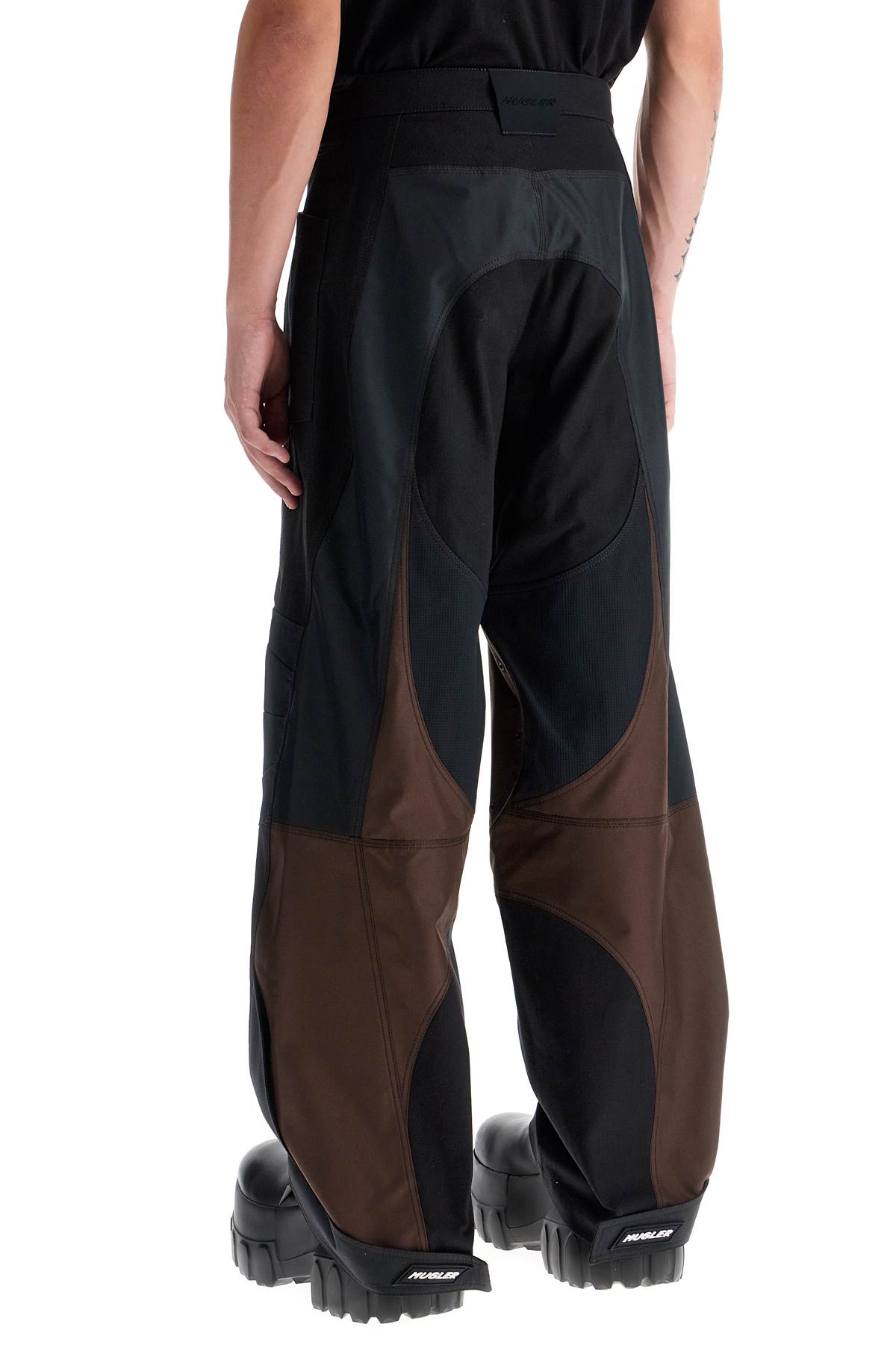 Shop Mugler Patchwork Cargo Pants With In Black Dark Chocolate (brown)