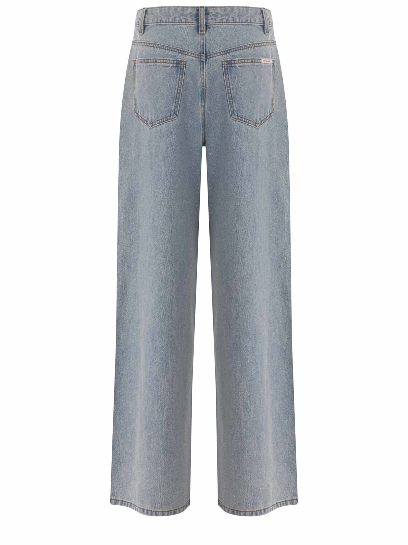 Shop Self-portrait Jeans  Strass Made Of Denim In Denim Azzurro