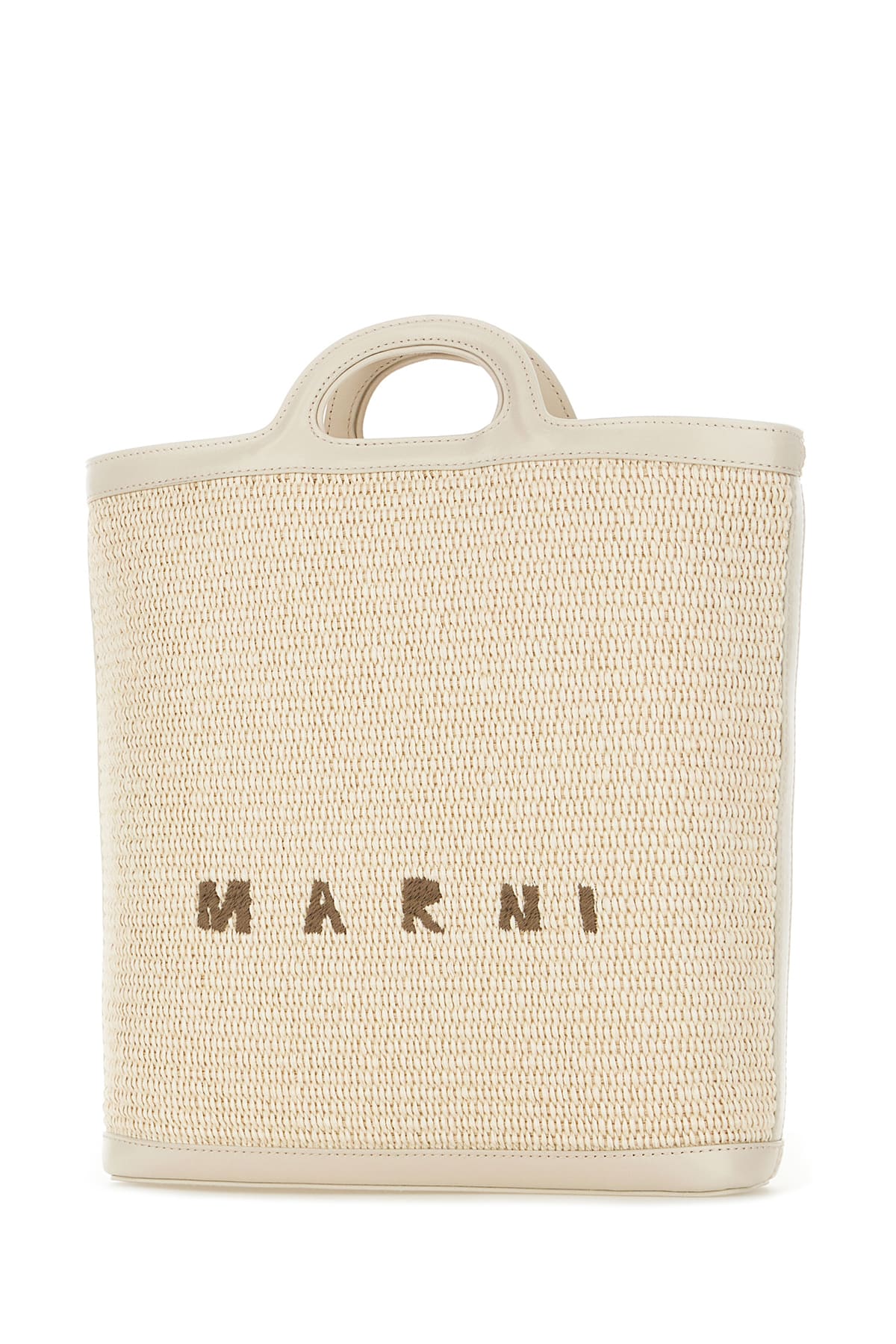 Marni Ivory Raffia And Leather Tropicalia Bucket Bag In Shell