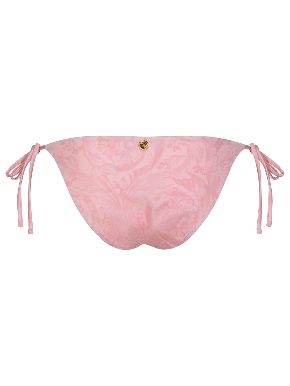 Shop Versace Barocco Pink Polyester Blend Bikini Bottoms In Pale Pink (pink)