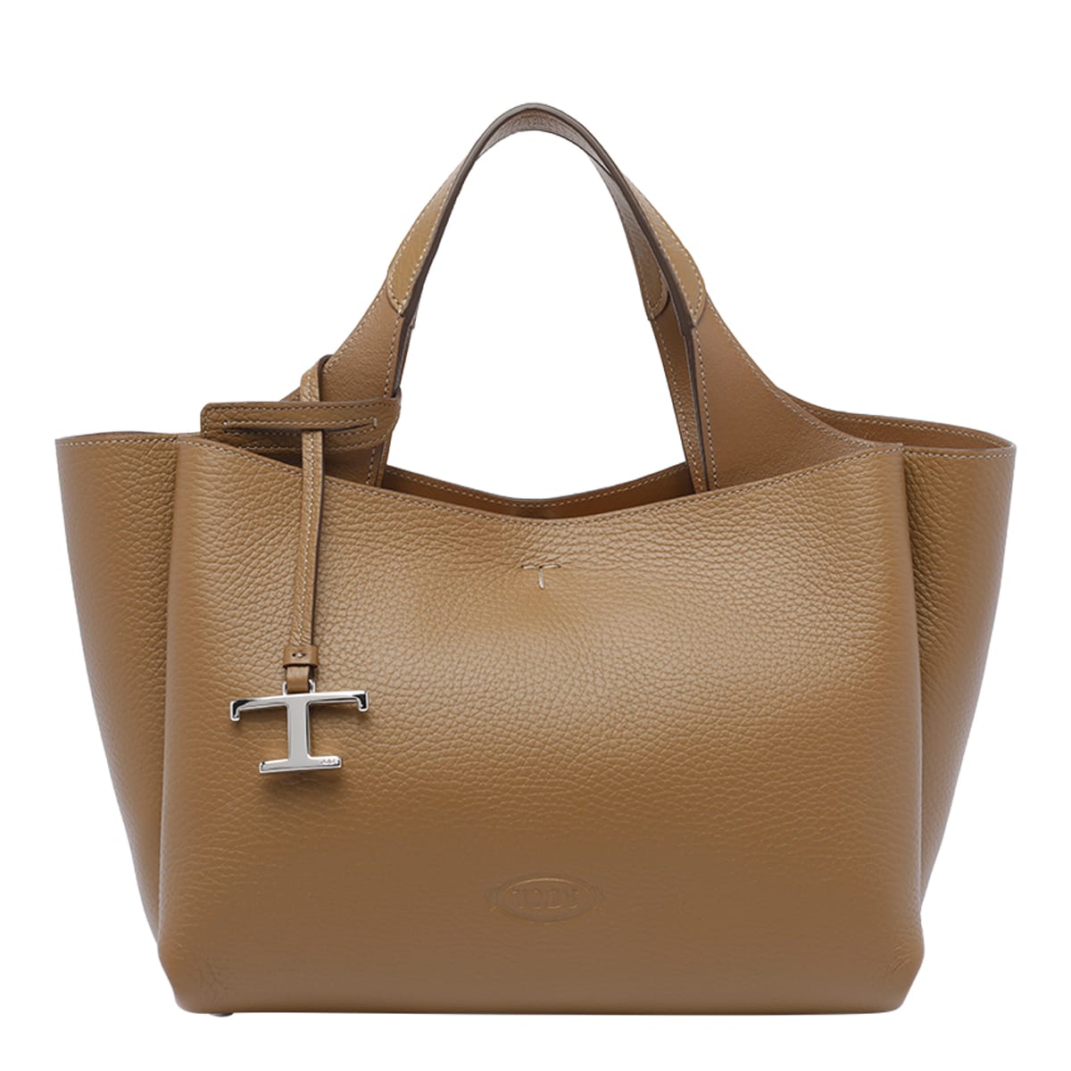 Tod's Textured Leather Tote Bag With 2 Handles In Brown