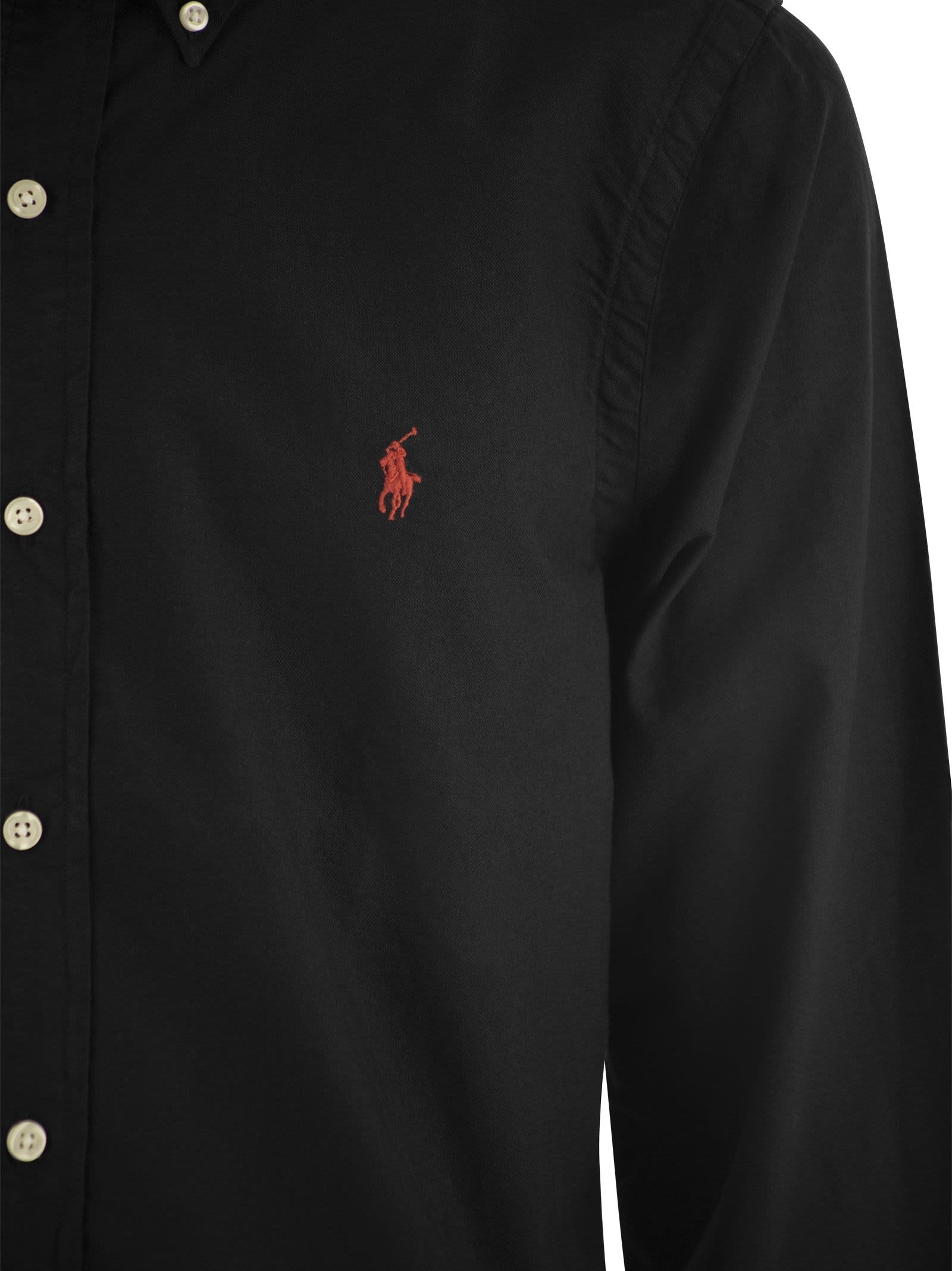 Polo Ralph Lauren Black Shirt With Pony Embroidery In Black