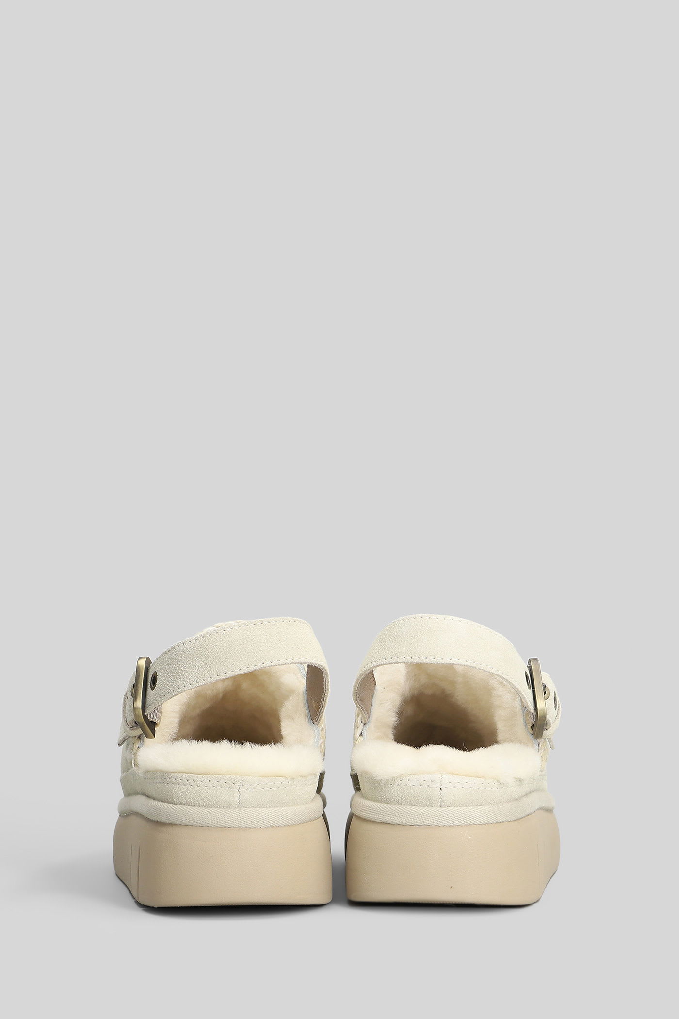 Mou Bounce Clog Slipper-mule In Grey Suede In Multi