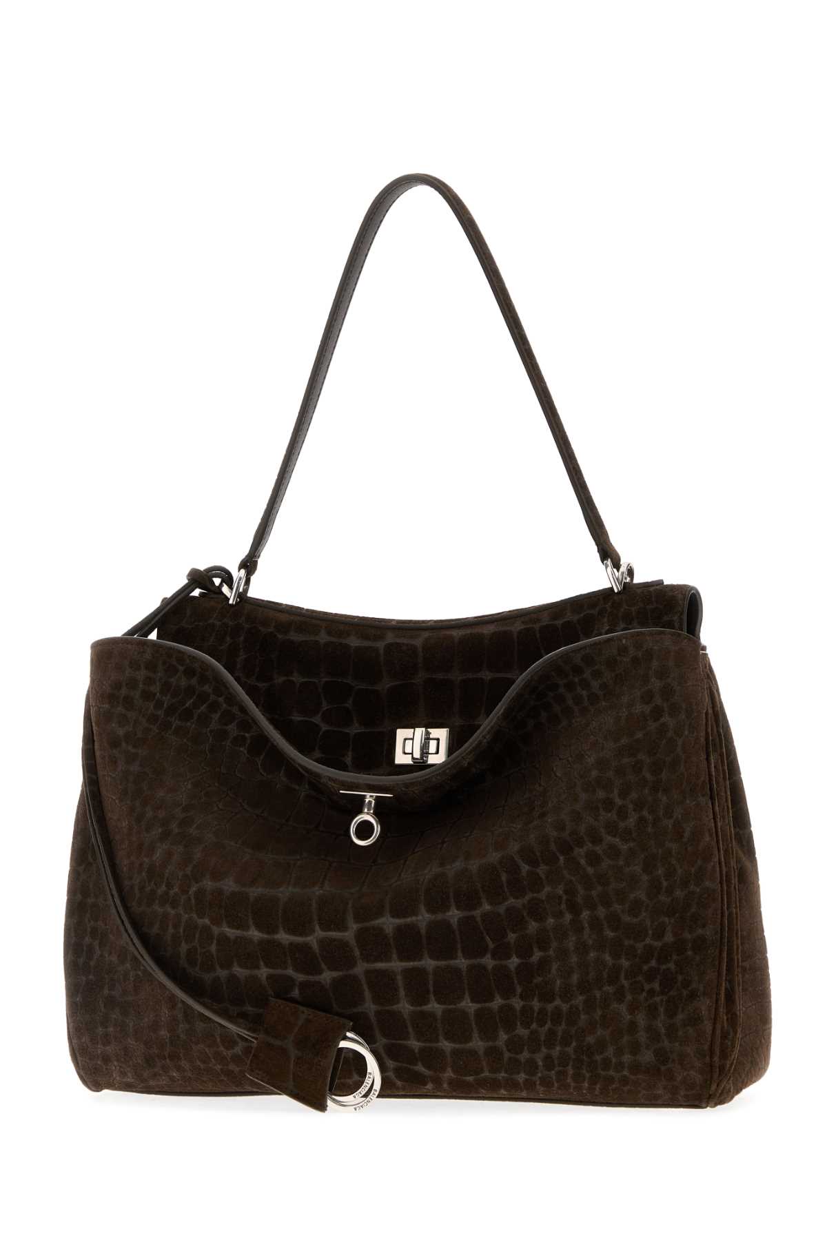 Balenciaga Medium Rodeo Crocodile-embossed Top-handle Shoulder Bag In Brown