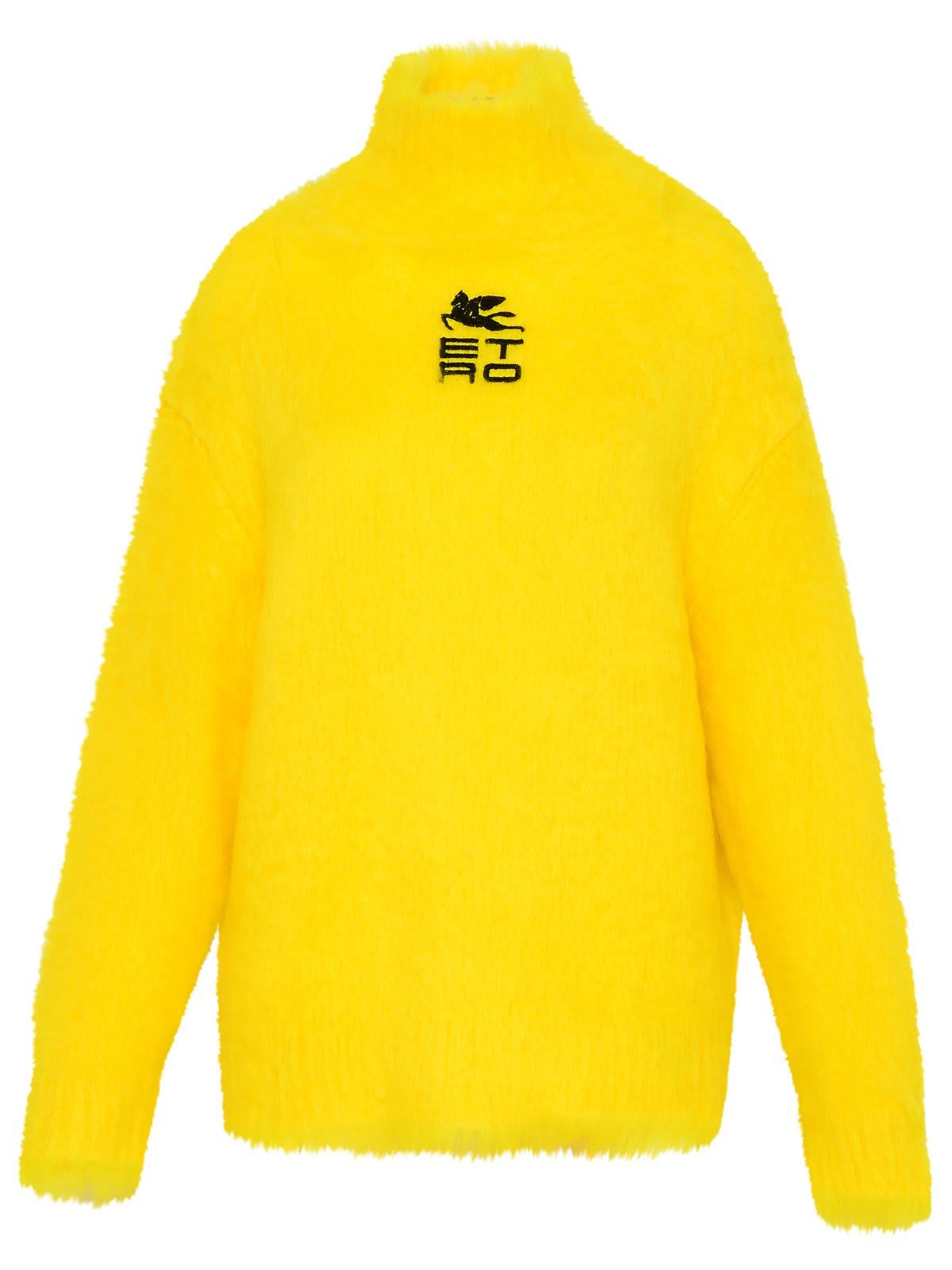 Shop Etro Logo Embroidered Turtleneck Jumper In Yellow