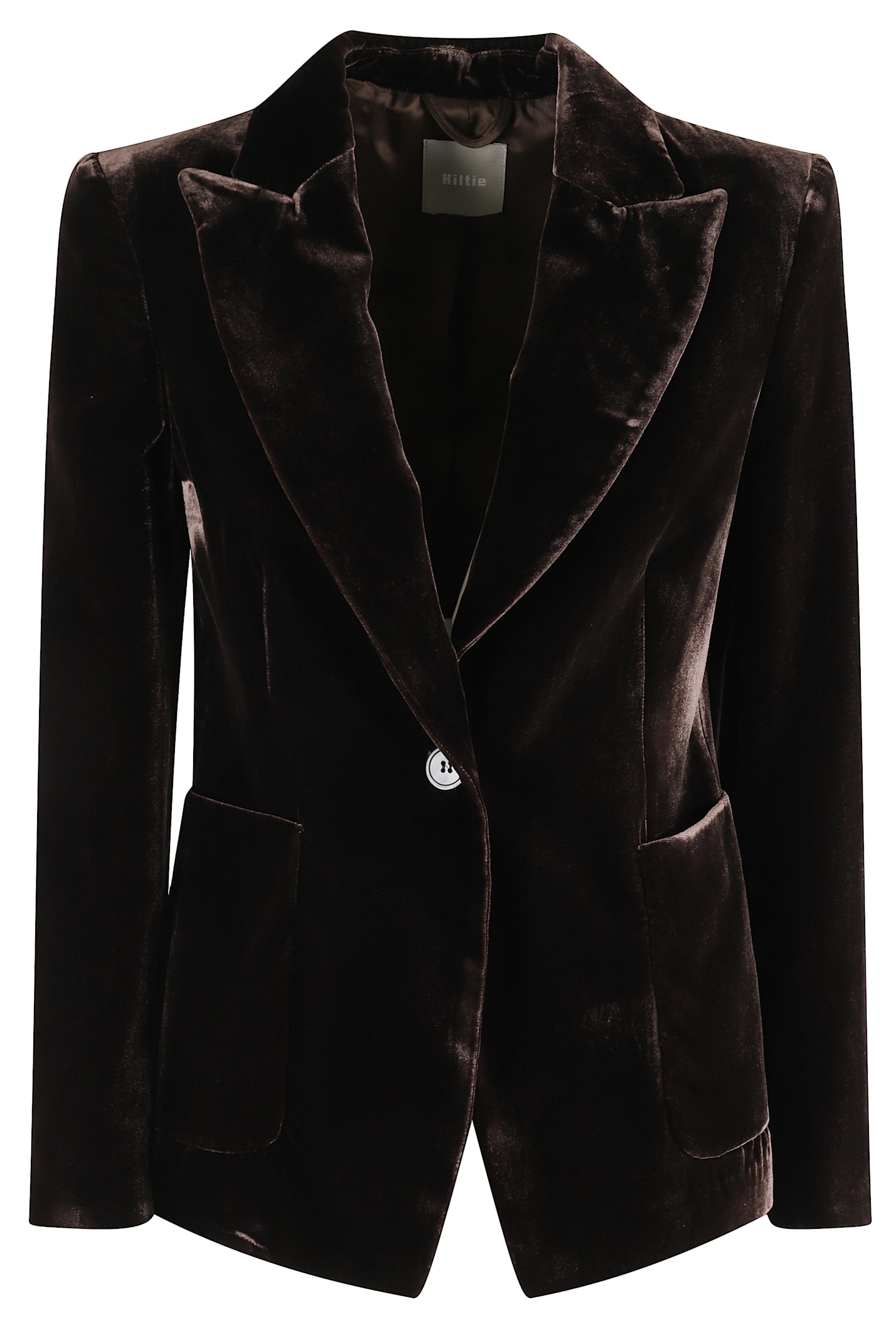 Kiltie Velvet Single-button Blazer In Brown
