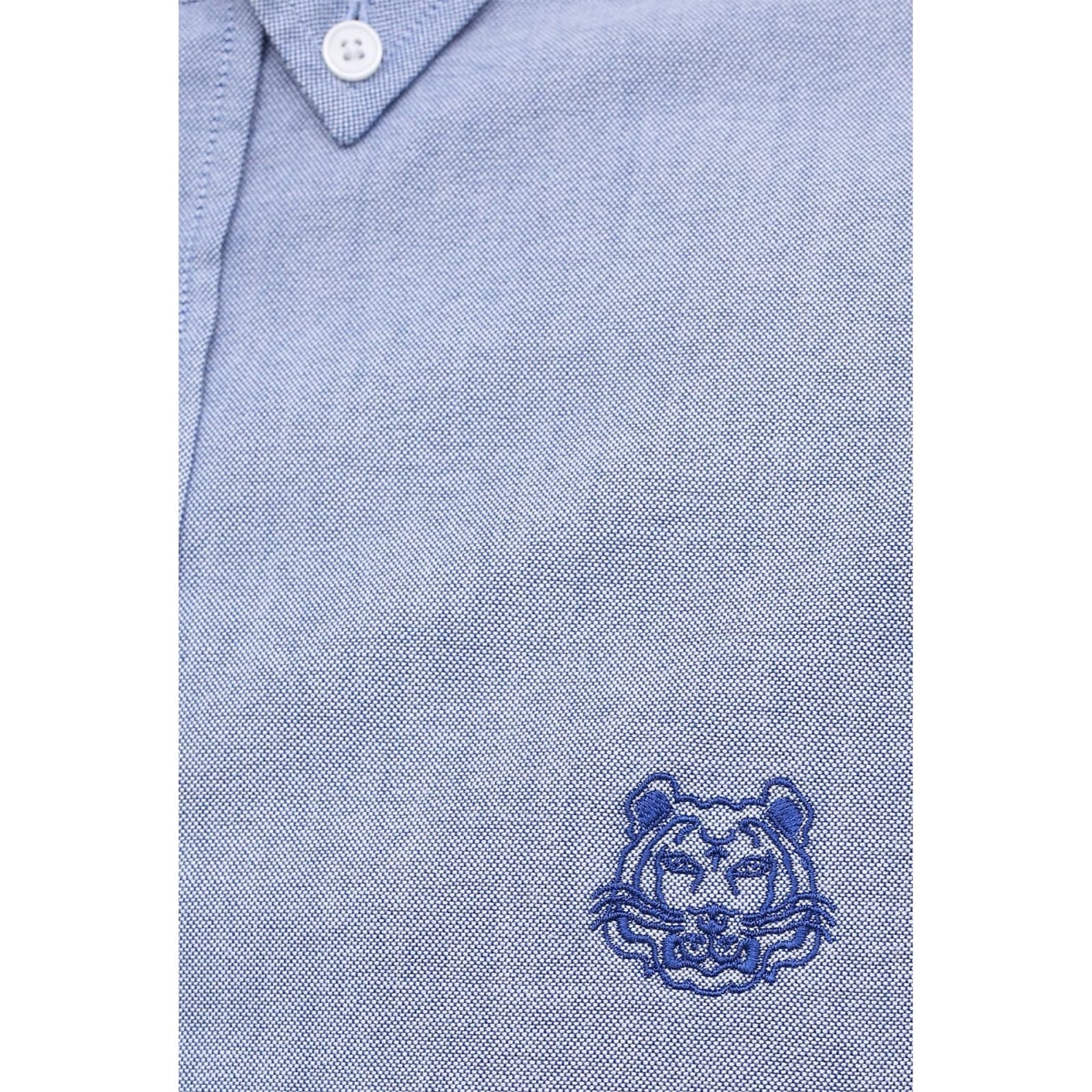 Shop Kenzo Tiger Embroidered Shirt In Blue