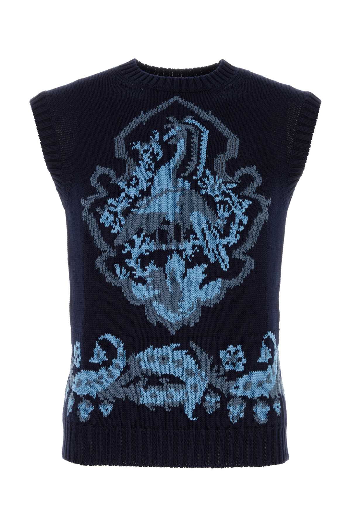 Shop Etro Dark Blue Cotton Vest In S9883