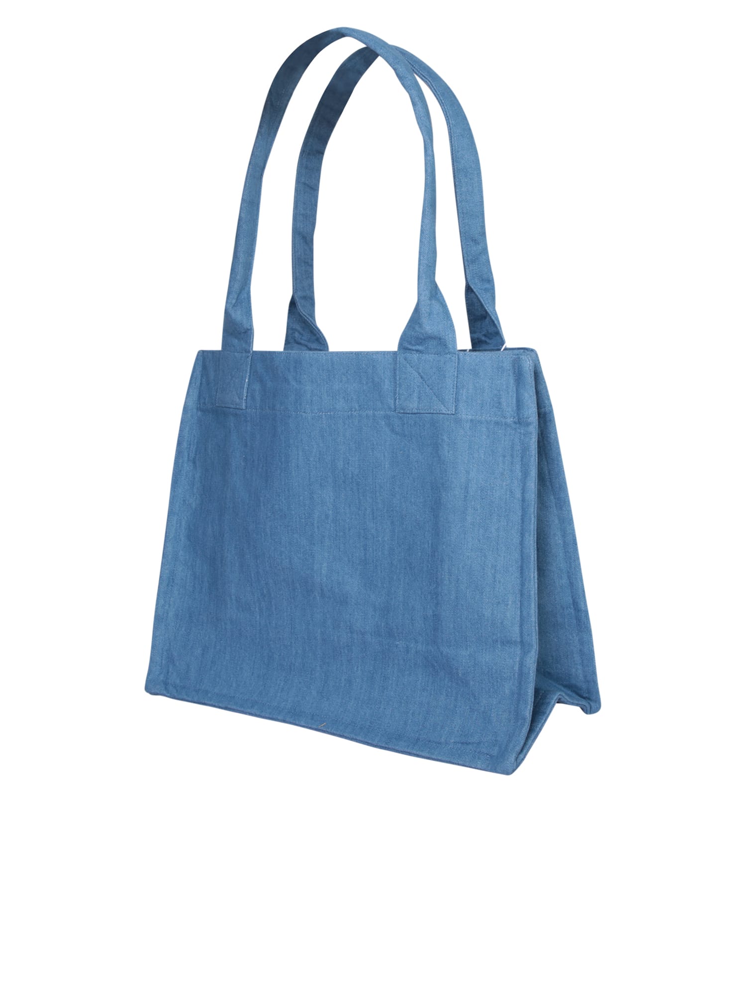 Shop Ganni Blue Large Denim Tote Bag
