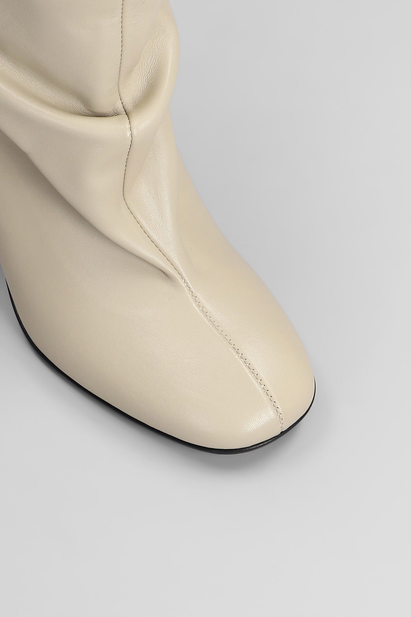 Strategia High Heels Ankle Boots In Beige Leather In Beige