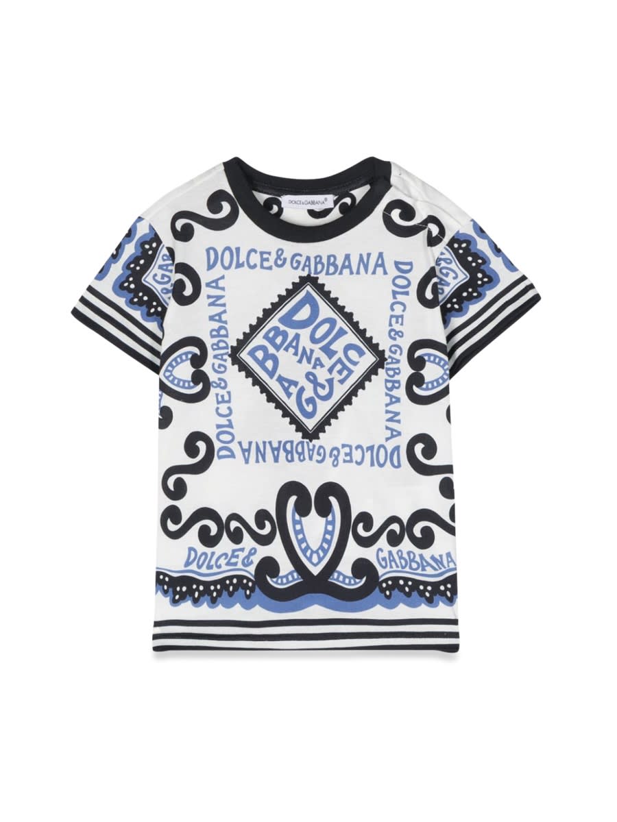 Dolce & Gabbana Kids' Short Sleeve T-shirt In Azure