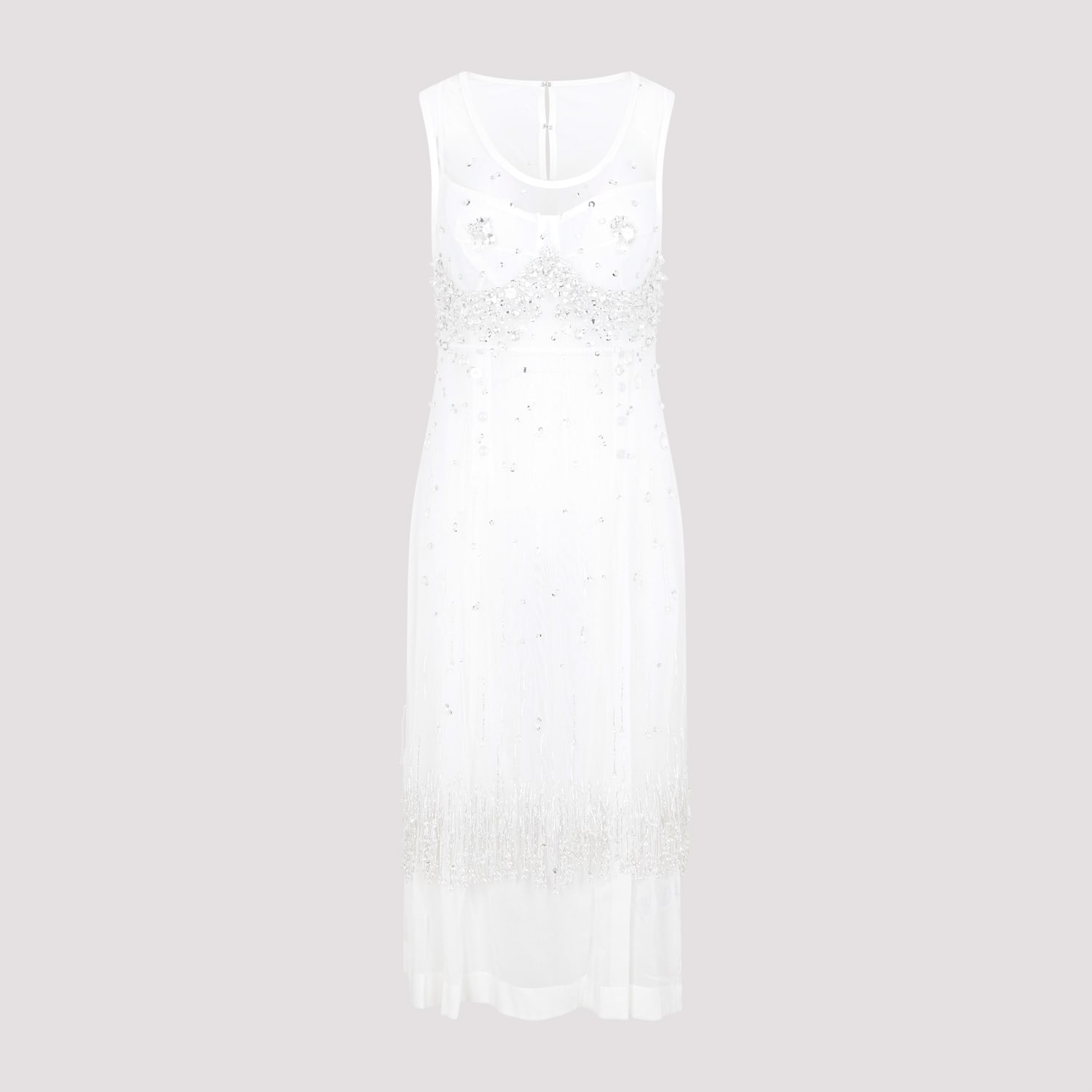 Shop Bottega Veneta Crystal Dress In Optic White Crystal