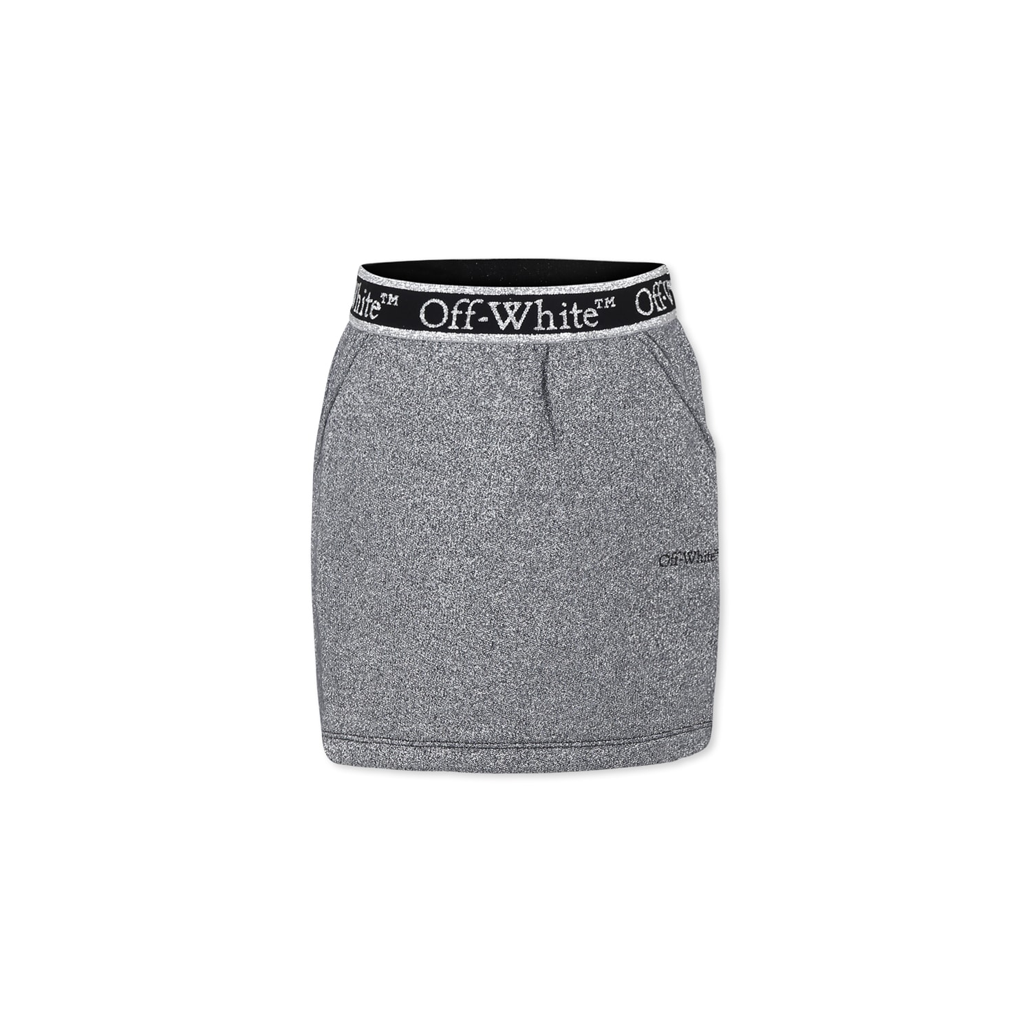 Off-white Grey Skirt For Girl With Logo In Grey