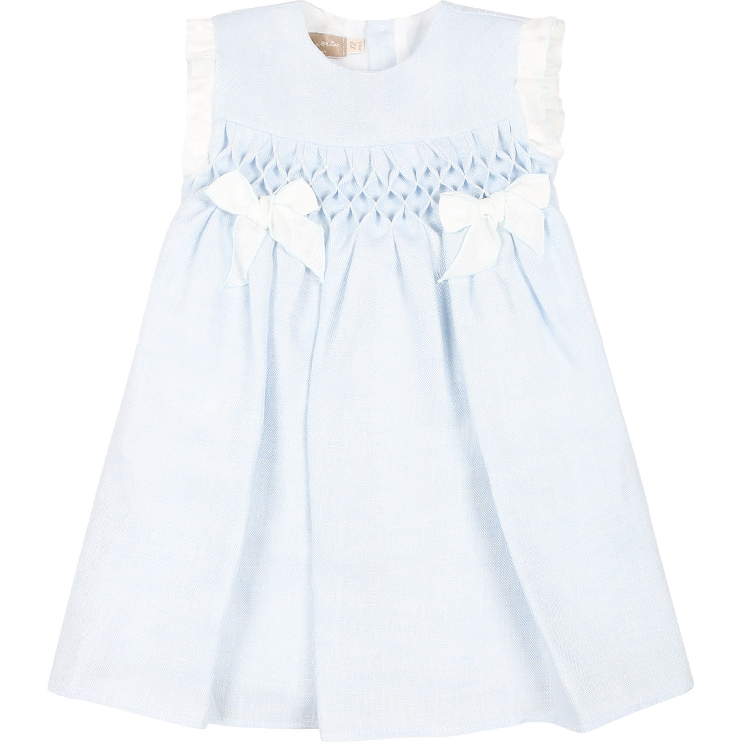 Shop La Stupenderia Light Blue Dress For Baby Girl With Bows