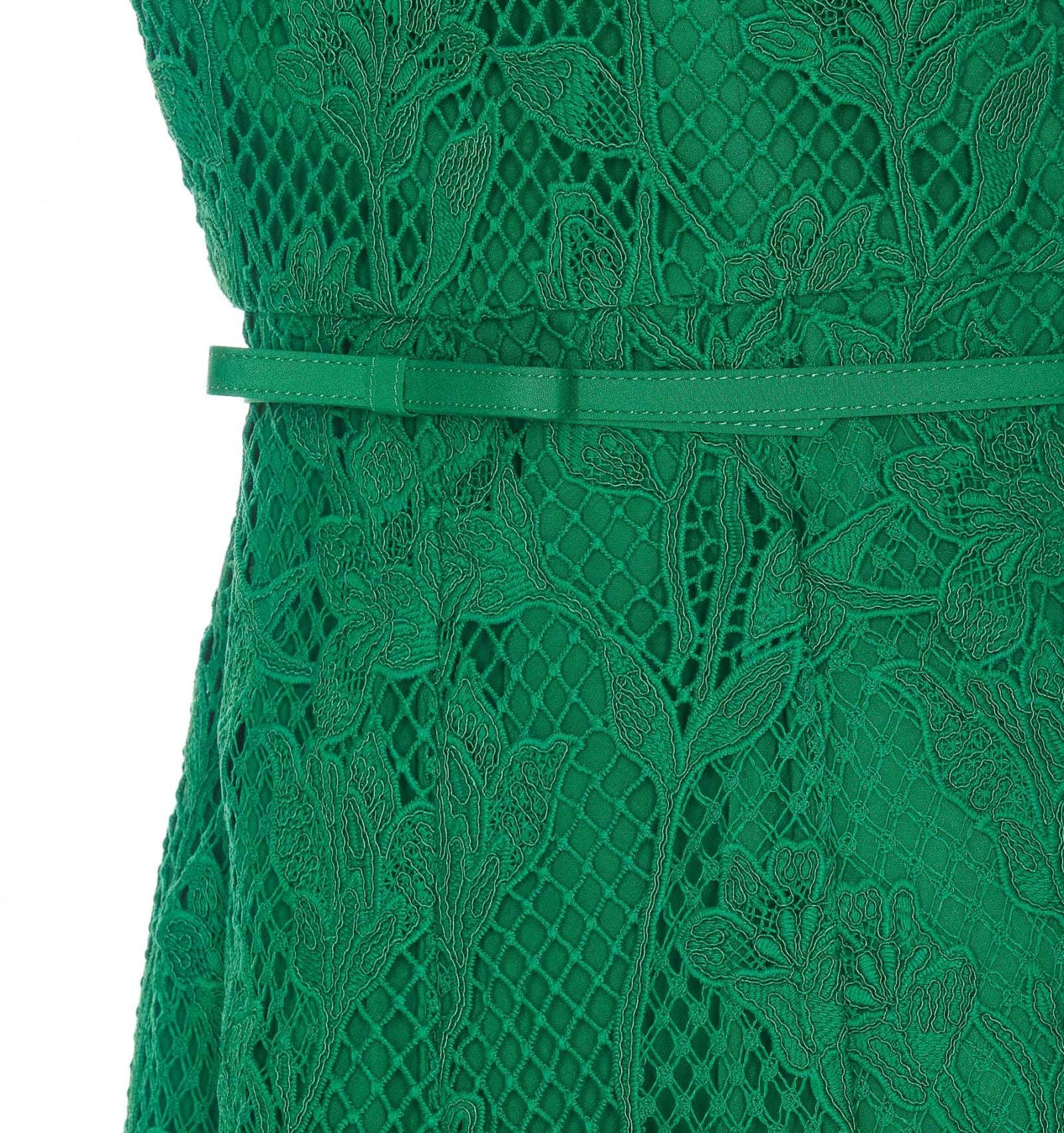 Shop Self-portrait Laces Mini Sleeveless Dress In Green