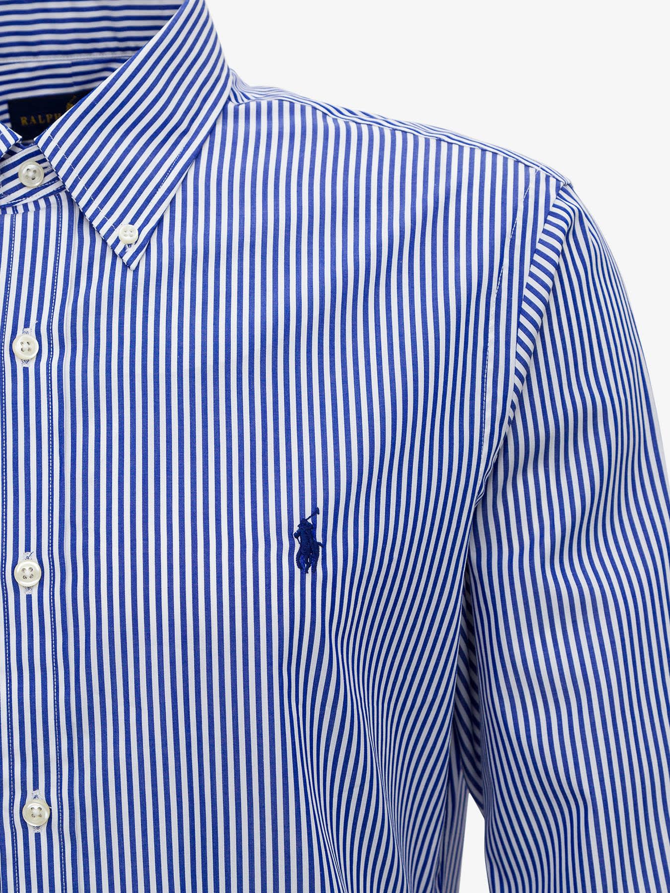 Shop Polo Ralph Lauren Striped Button Down Shirt In Blue White Hairline Strip