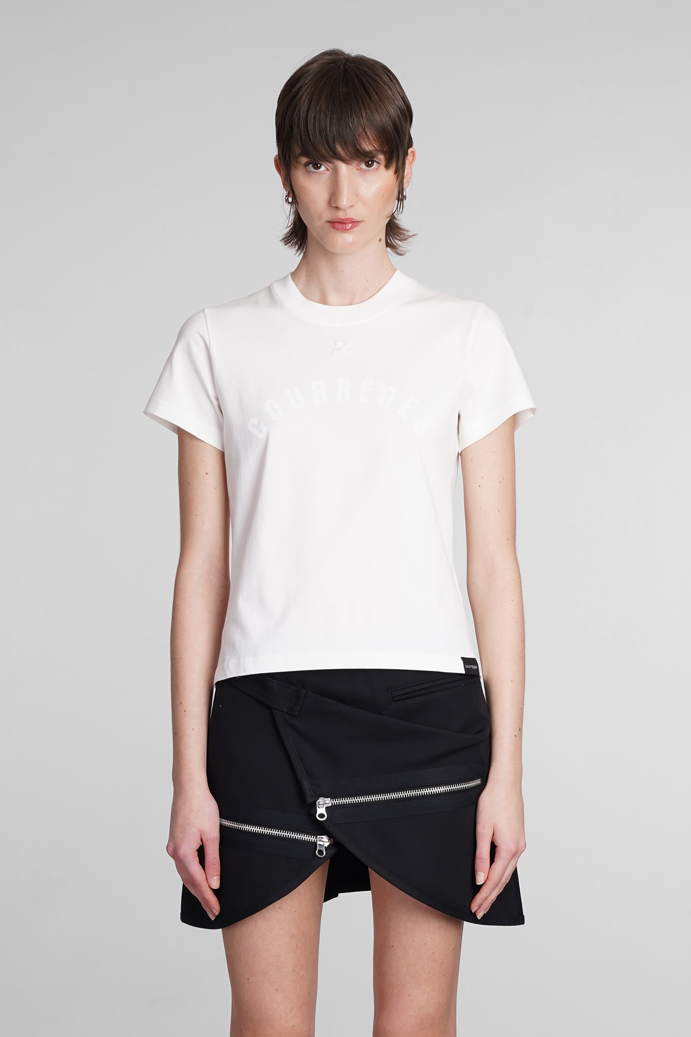 COURRÈGES LOGO PRINT ROUND NECK T-SHIRT