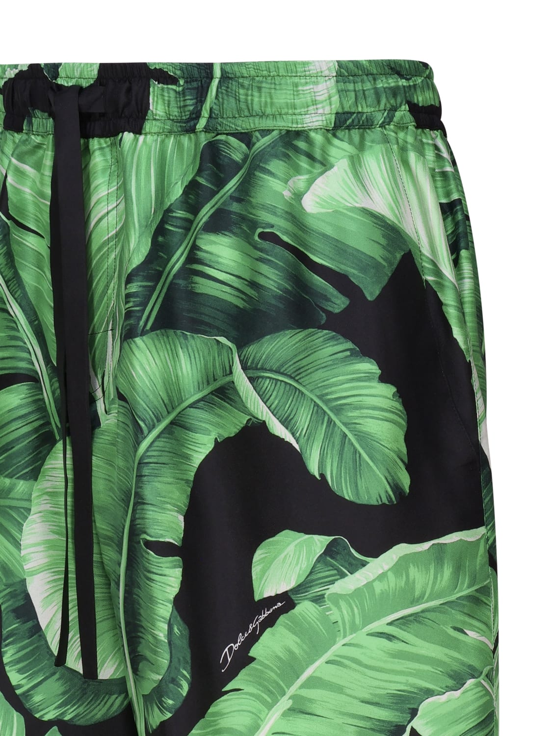 Shop Dolce & Gabbana Shorts With Silk Print In Green