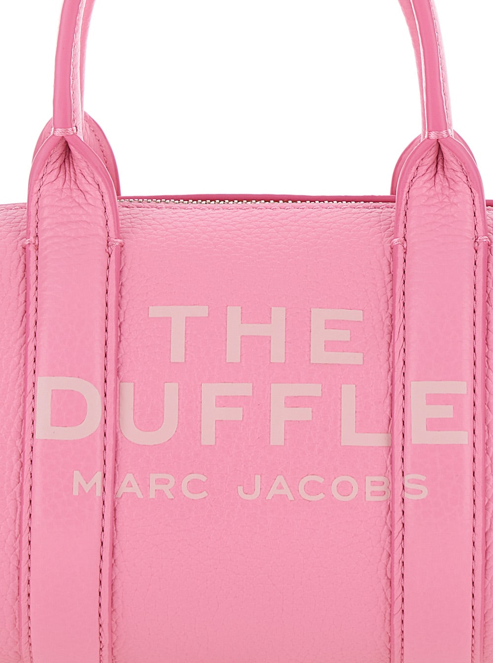 Shop Marc Jacobs The Mini Duffle Pink Handbag With Engraved Logo In Hammered Leather Woman