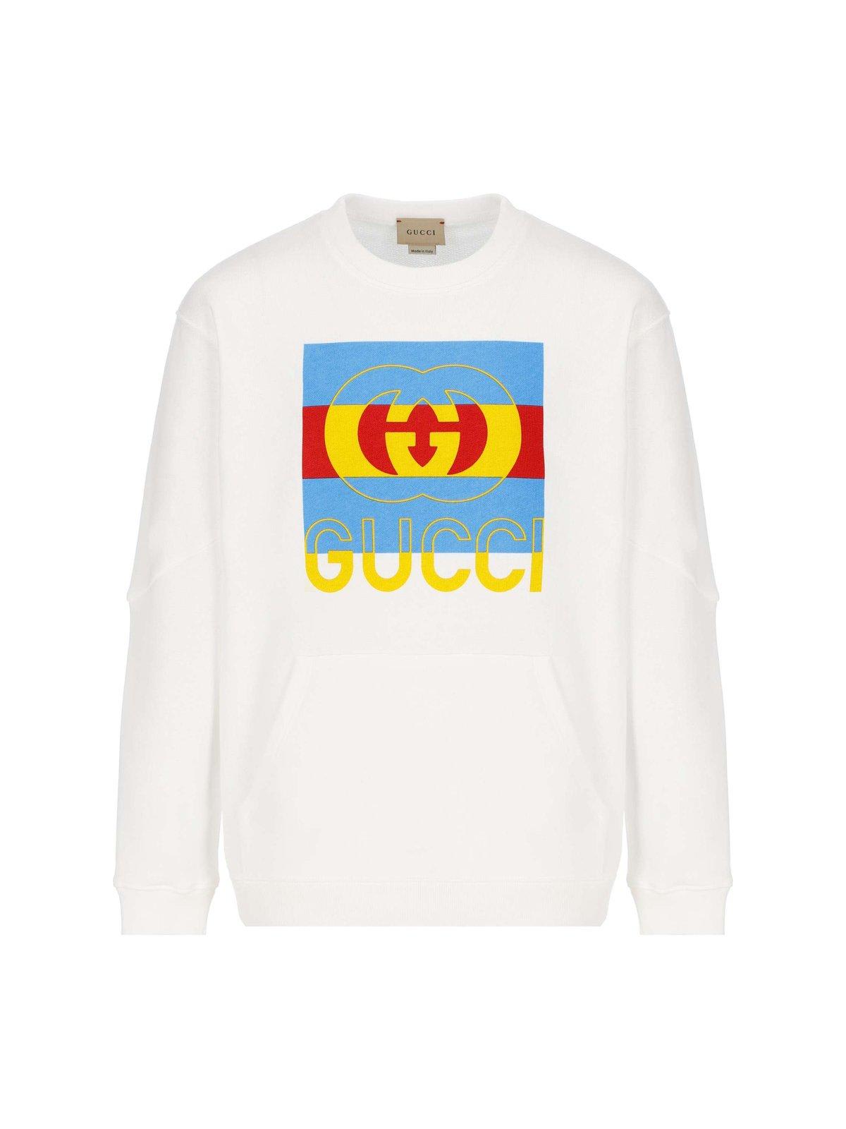 Shop Gucci Logo Detailed Crewneck Sweatshirt