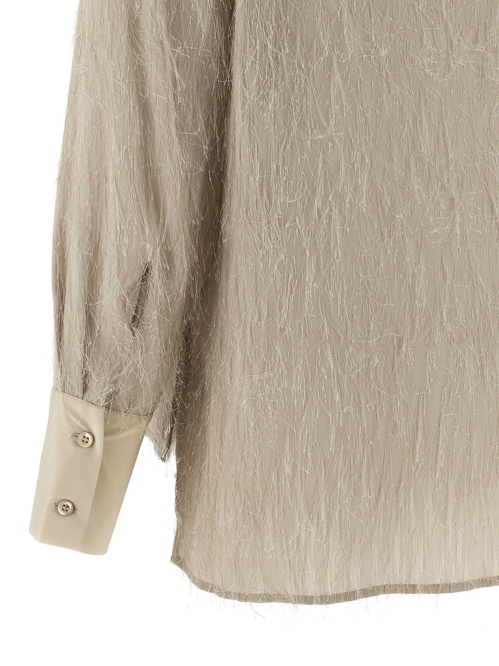 Peserico Textured Fabric Shirt Featuring Pointed Collar In Gray