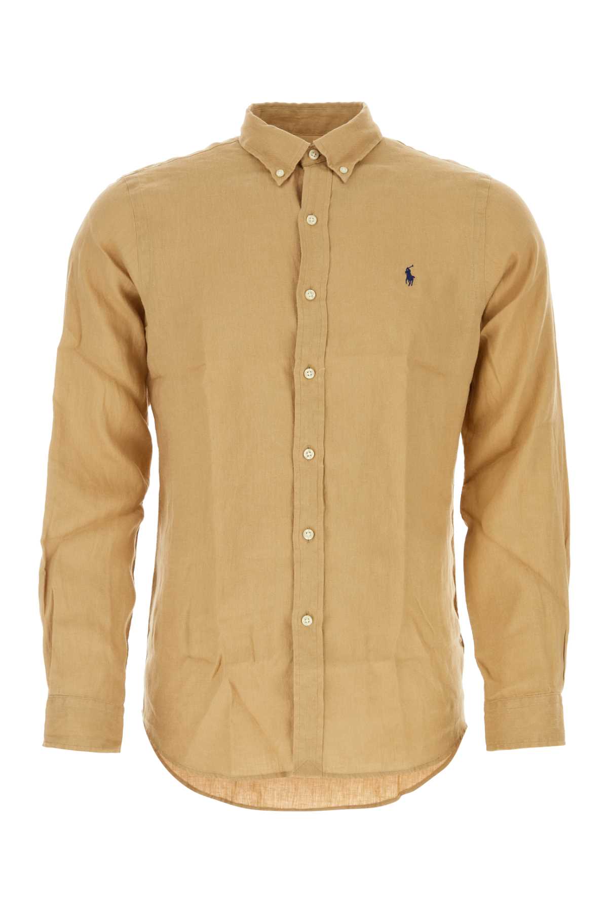 Polo Ralph Lauren Camel Linen Shirt In Brown