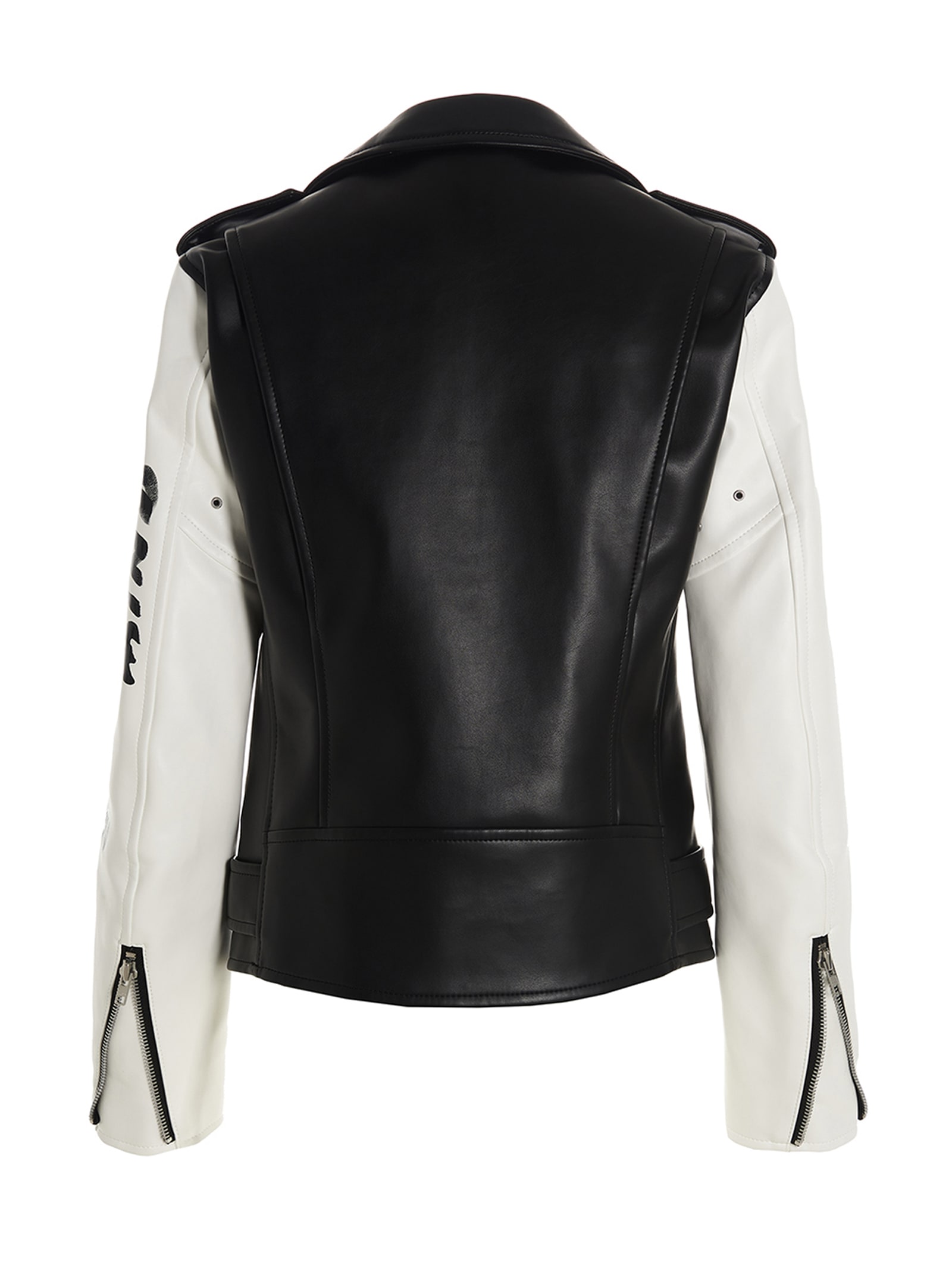 Shop Black Comme Des Garçons True Heart Strong Mind Biker Jacket In White/black