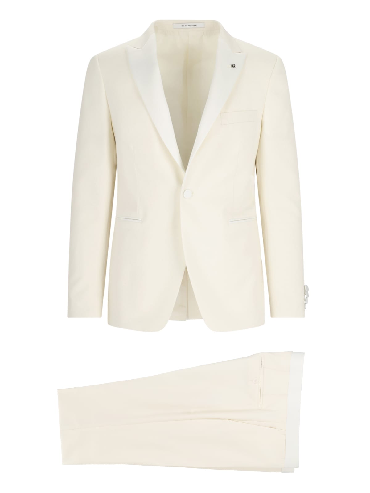 Shop Tagliatore One-breasted Tuxedo Suit In White