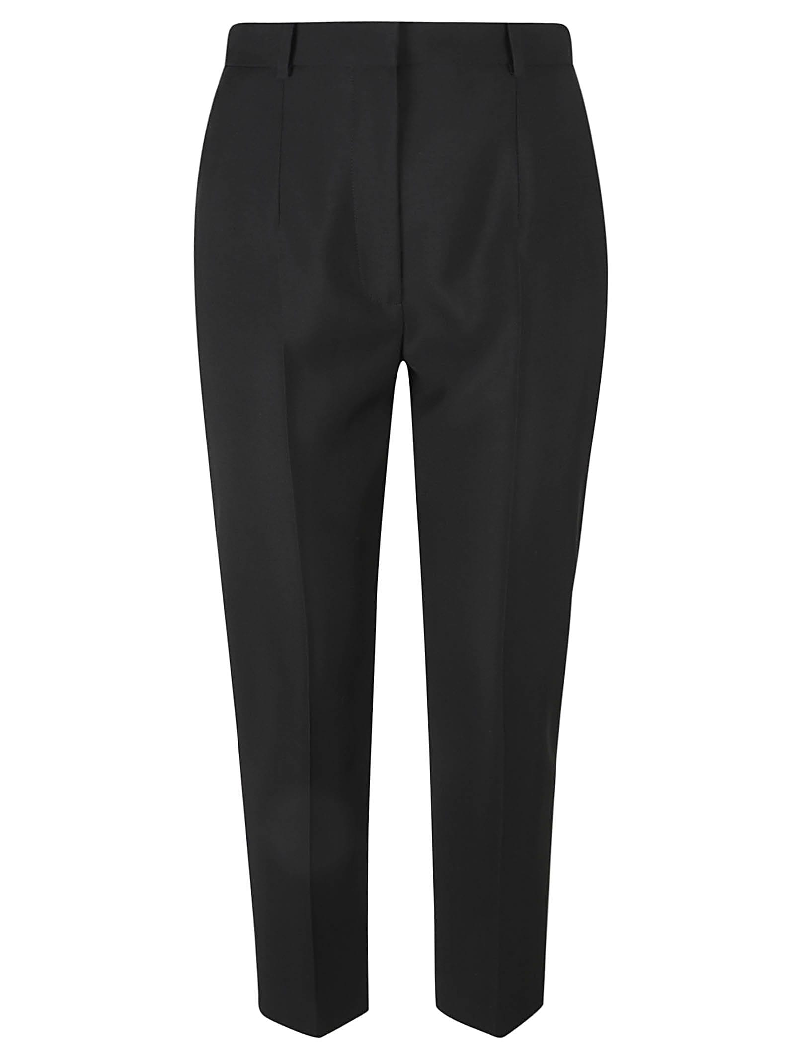 Alexander Mcqueen Plain Cropped Trousers In Black